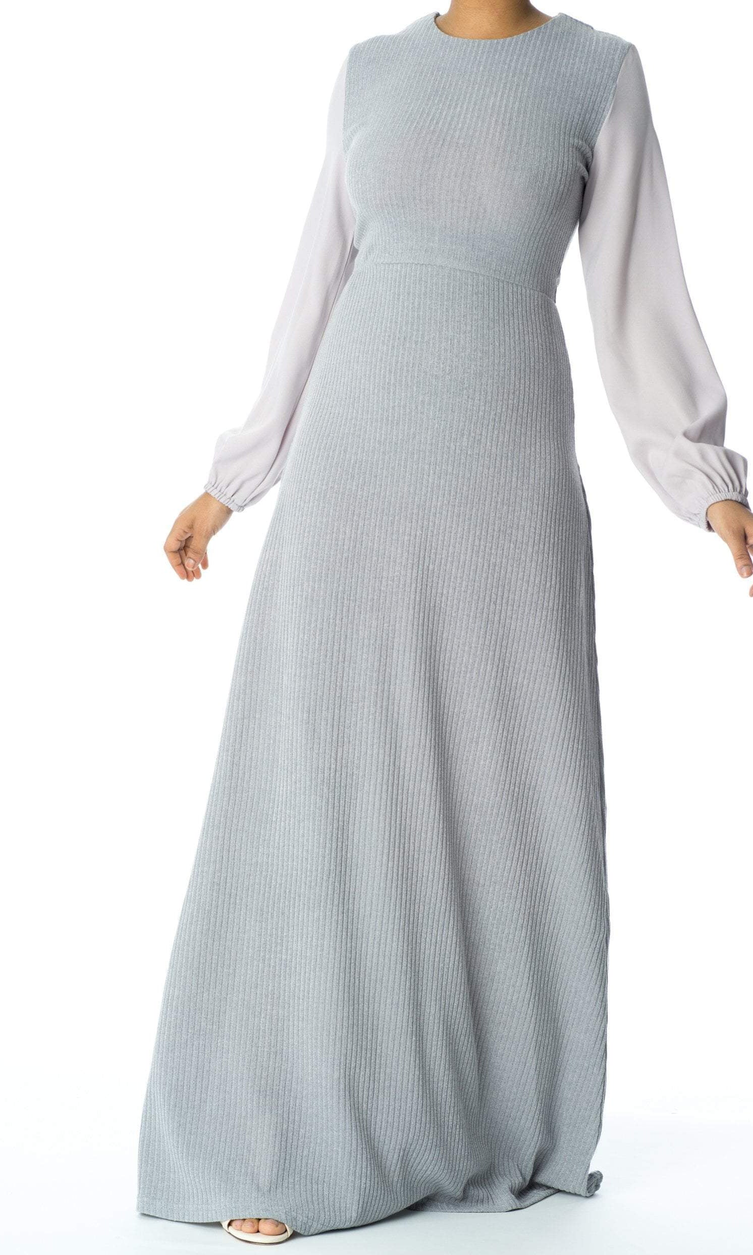 Chiffon shoulder detail ribbed maxi dress Kabayare