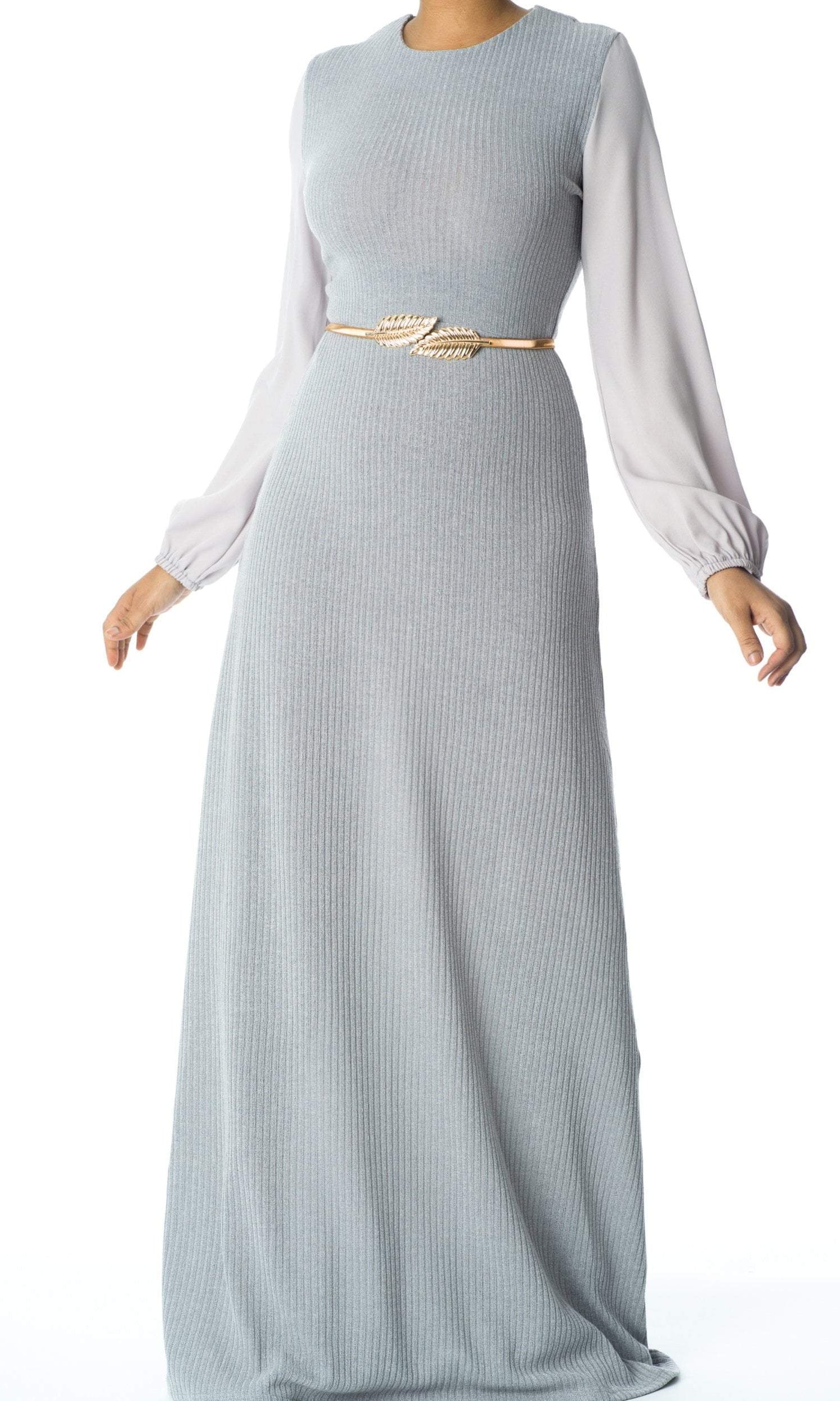 Chiffon shoulder detail ribbed maxi dress Kabayare