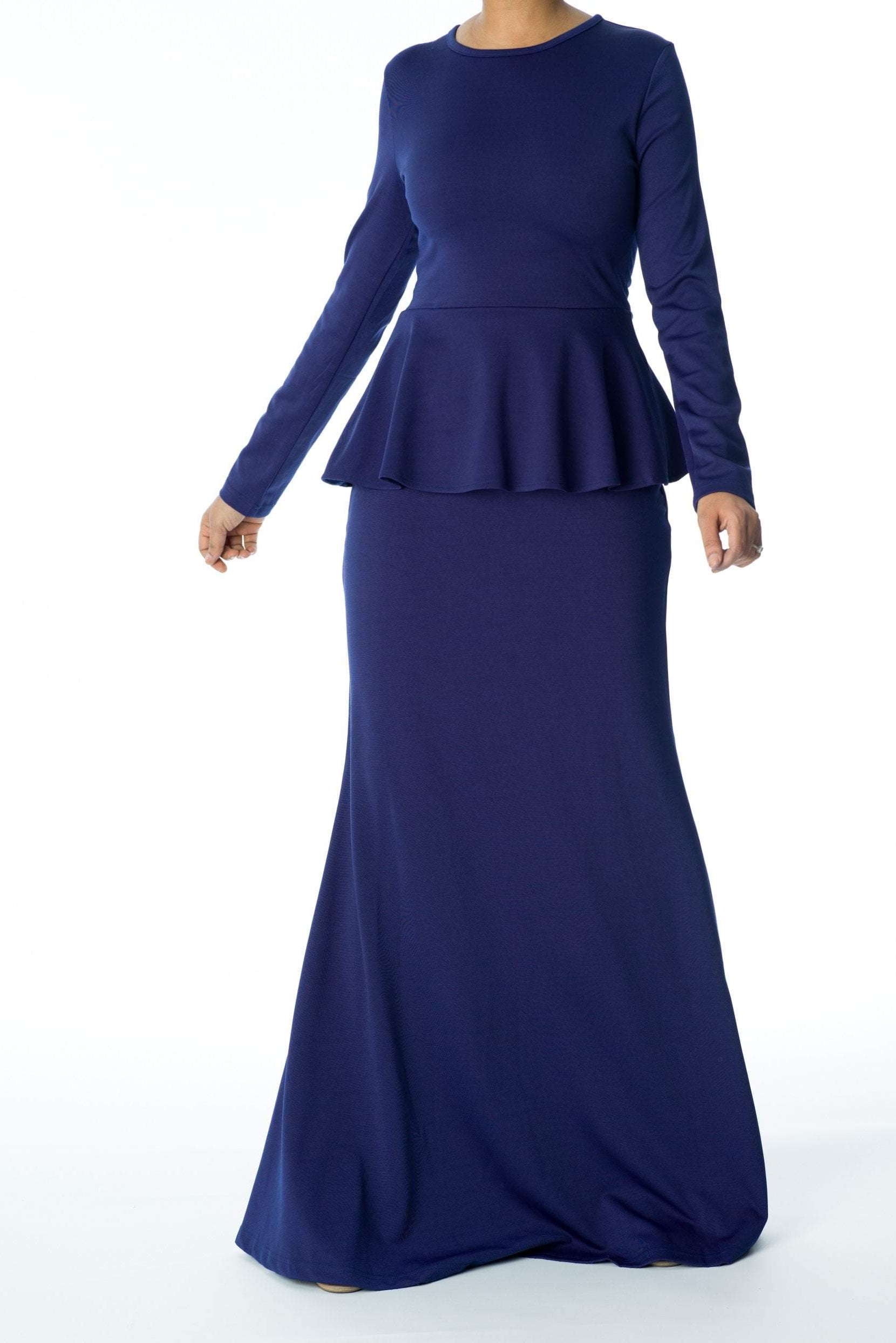 Classic Long Sleeve Peplum Maxi Dress Kabayare