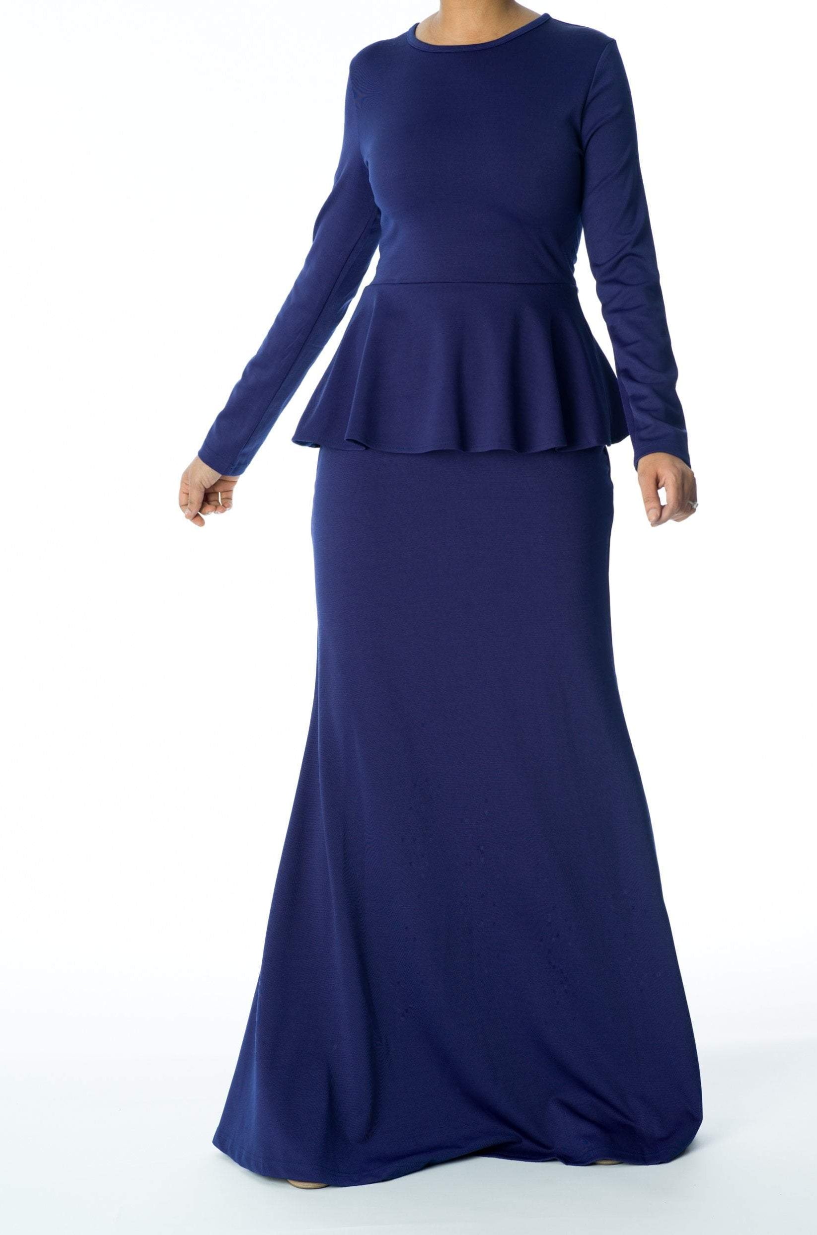 Classic Long Sleeve Peplum Maxi Dress Kabayare