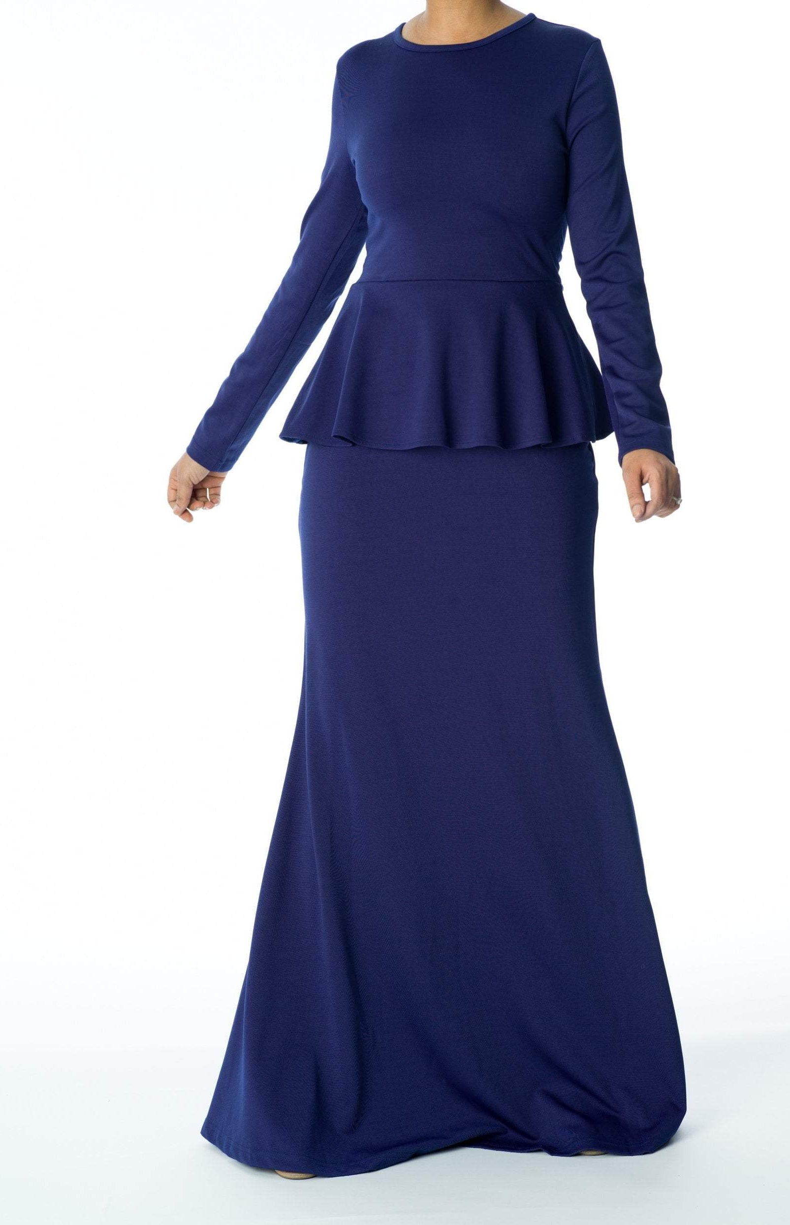 Classic Long Sleeve Peplum Maxi Dress Kabayare