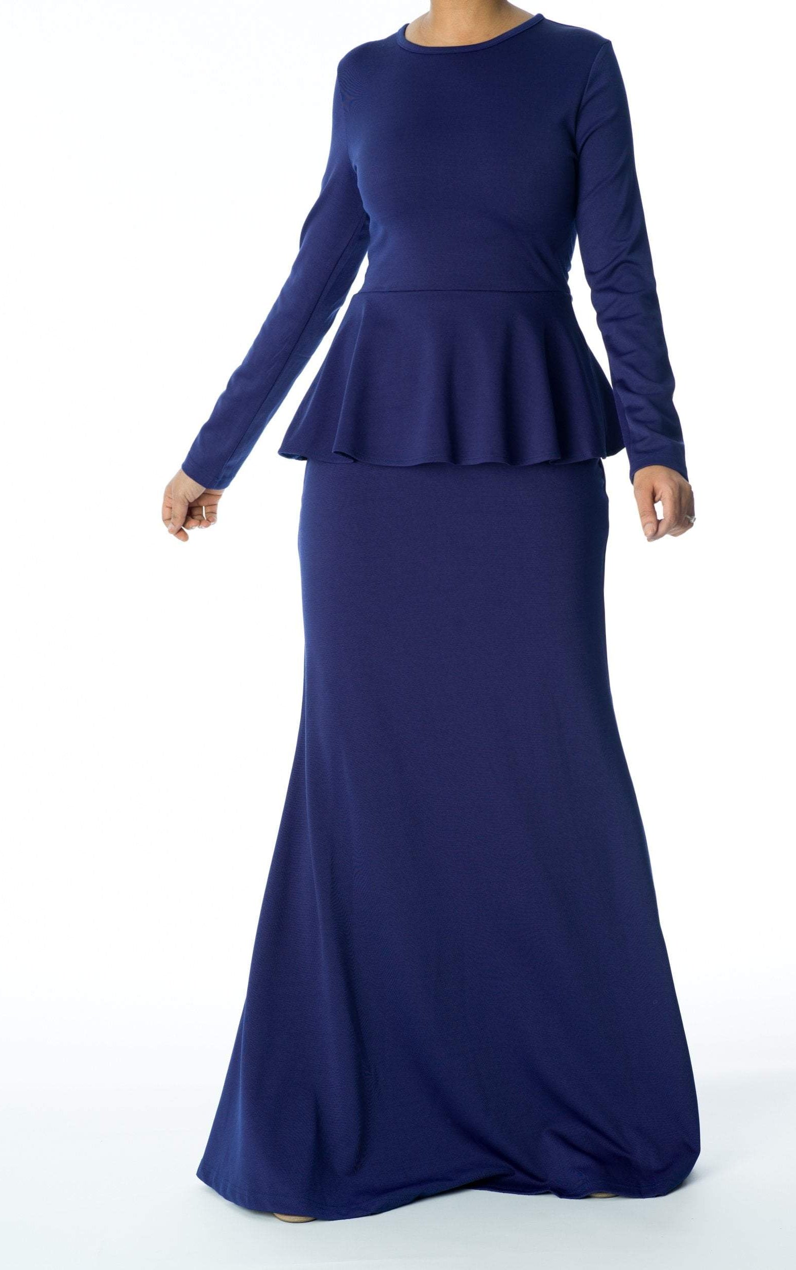 Classic Long Sleeve Peplum Maxi Dress Kabayare