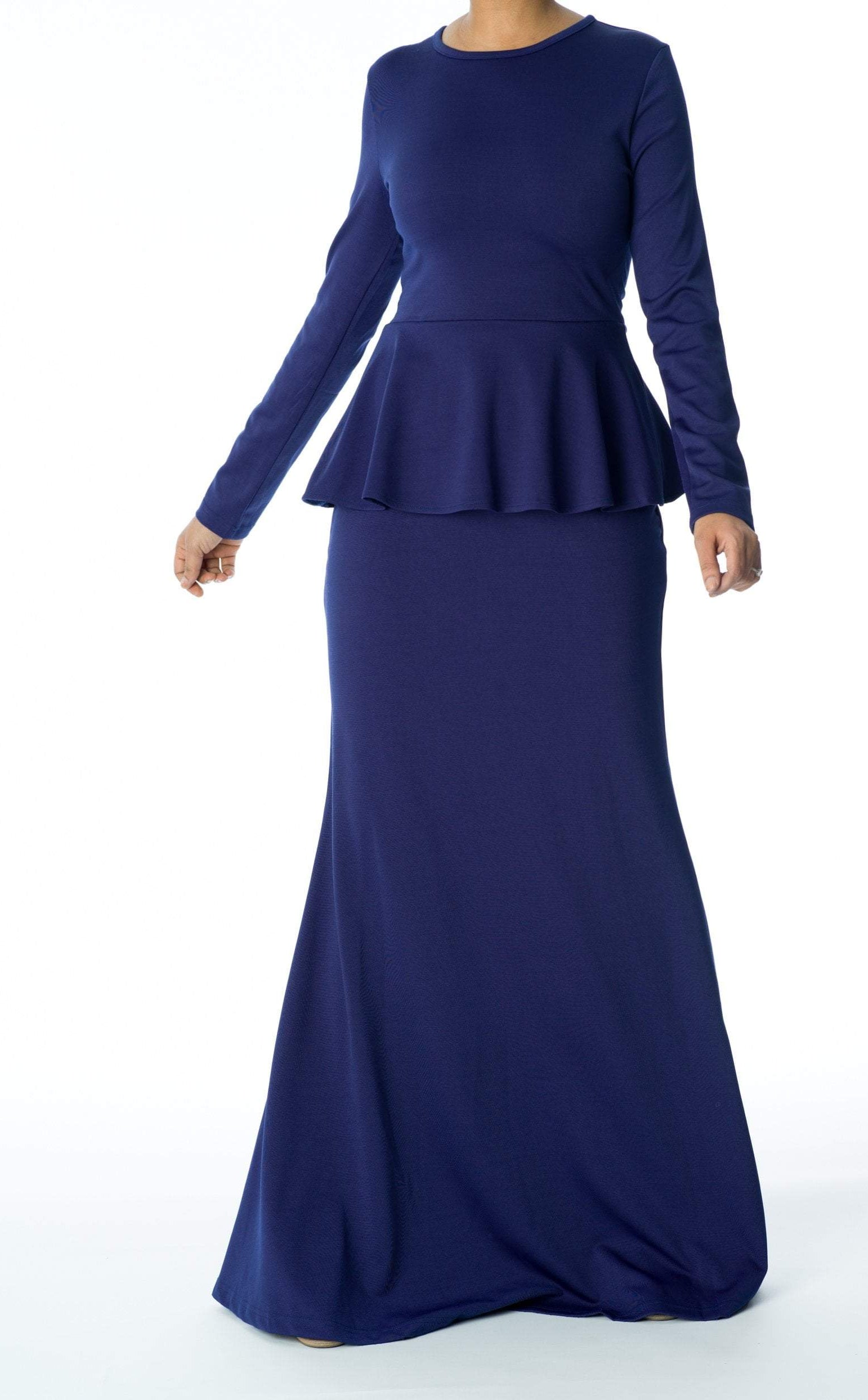 Classic Long Sleeve Peplum Maxi Dress Kabayare