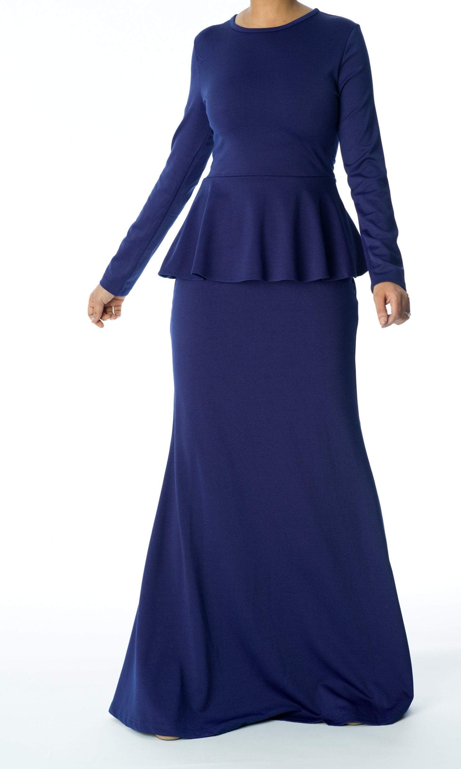 Classic Long Sleeve Peplum Maxi Dress Kabayare