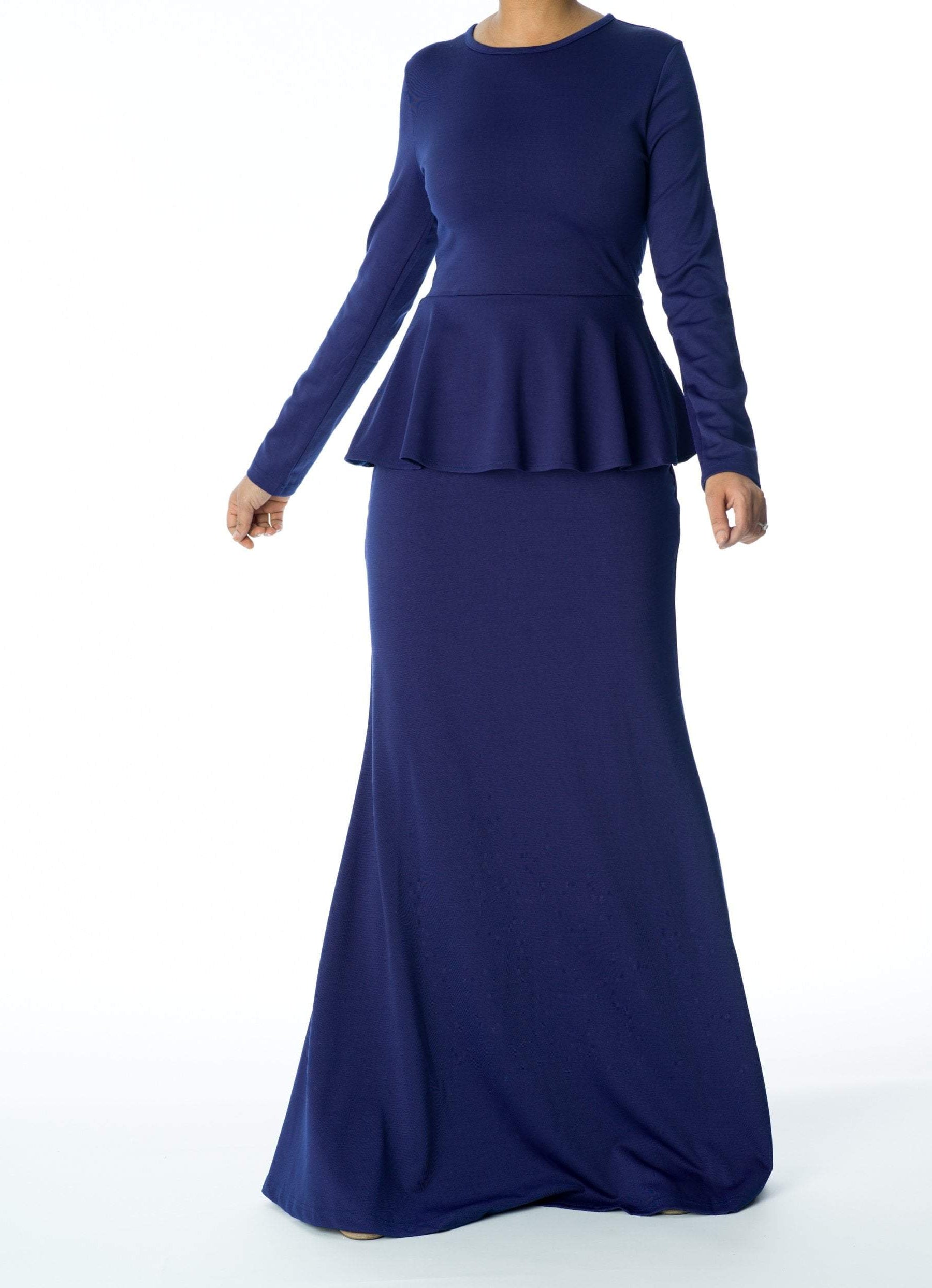 Classic Long Sleeve Peplum Maxi Dress Kabayare