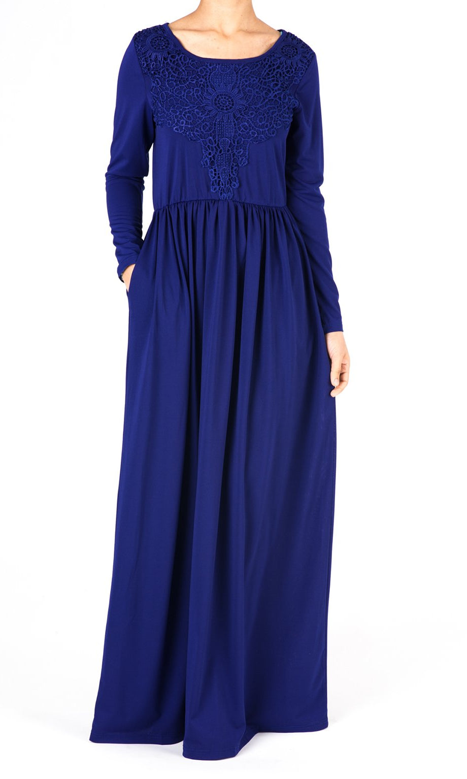 Cobalt Blue Floral Embroidery Dress Kabayare