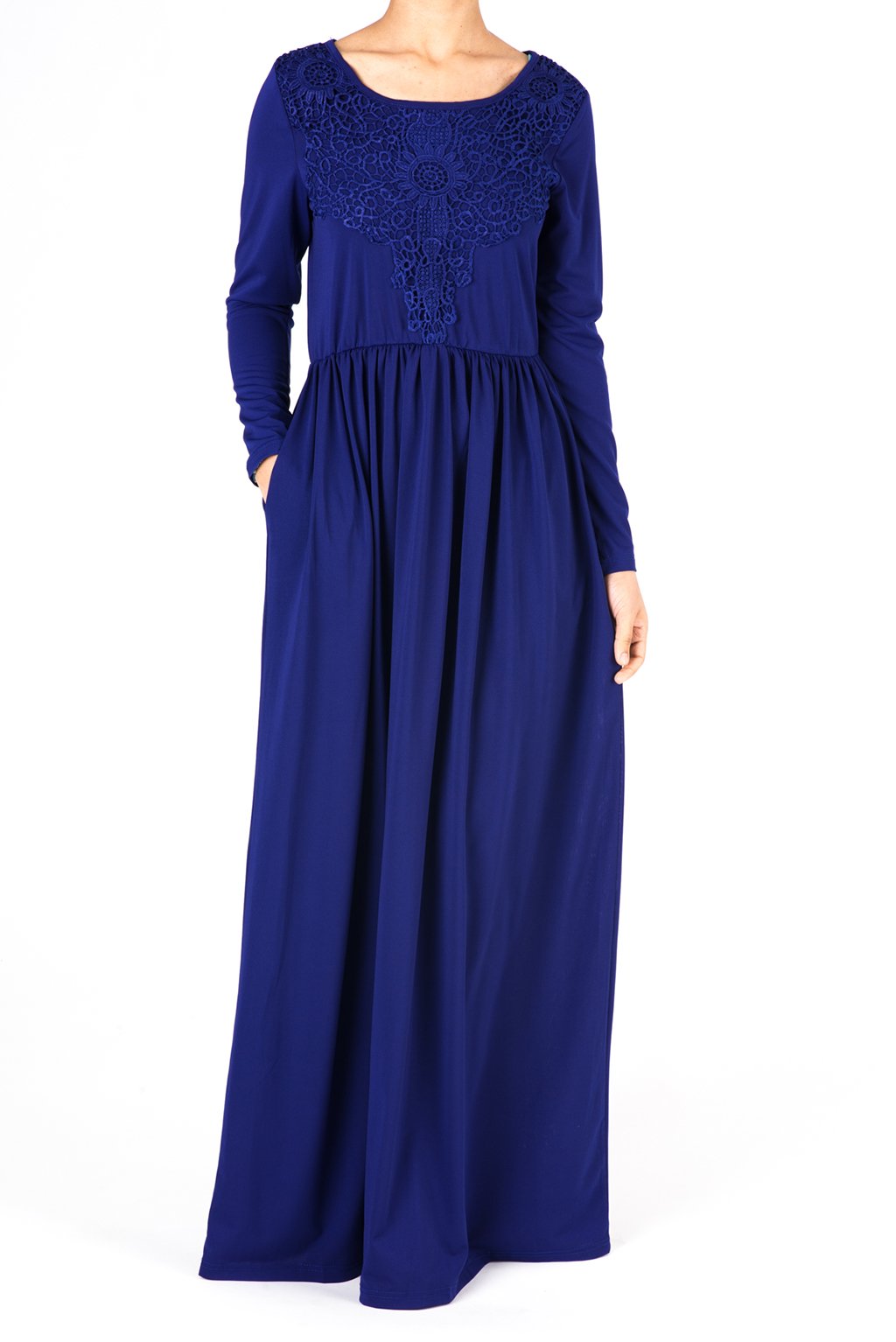 Cobalt Blue Floral Embroidery Dress Kabayare