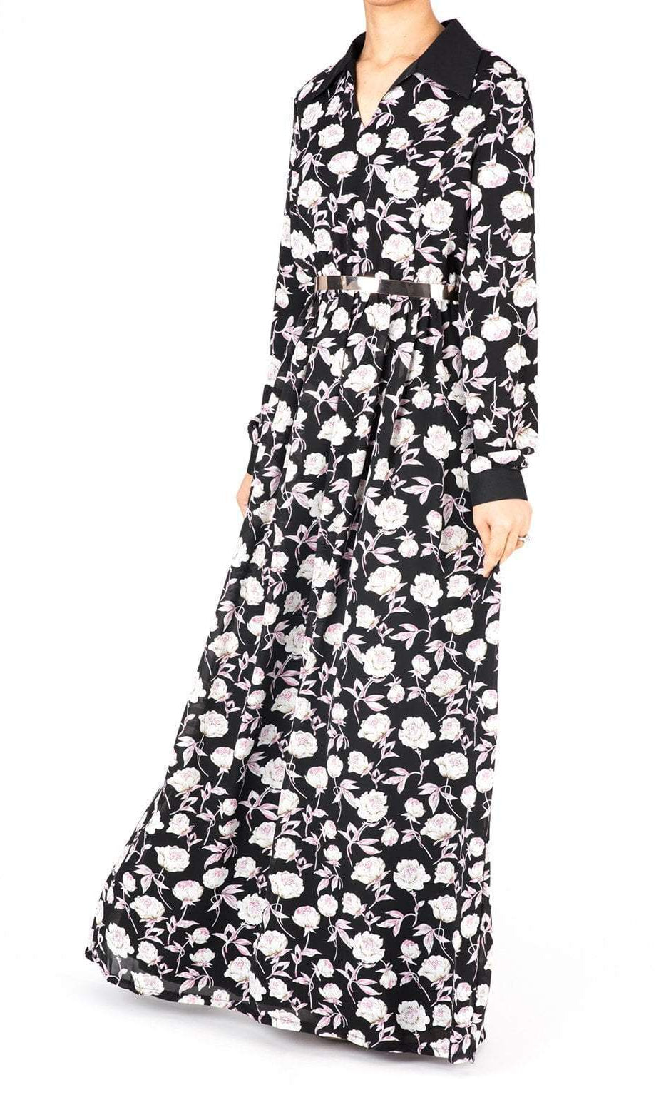 Collar Petal Floral Maxi Dress Kabayare
