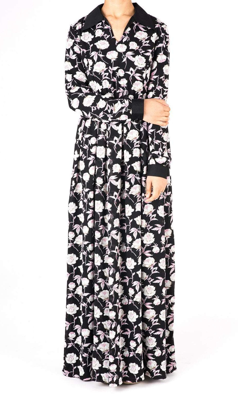Collar Petal Floral Maxi Dress Kabayare