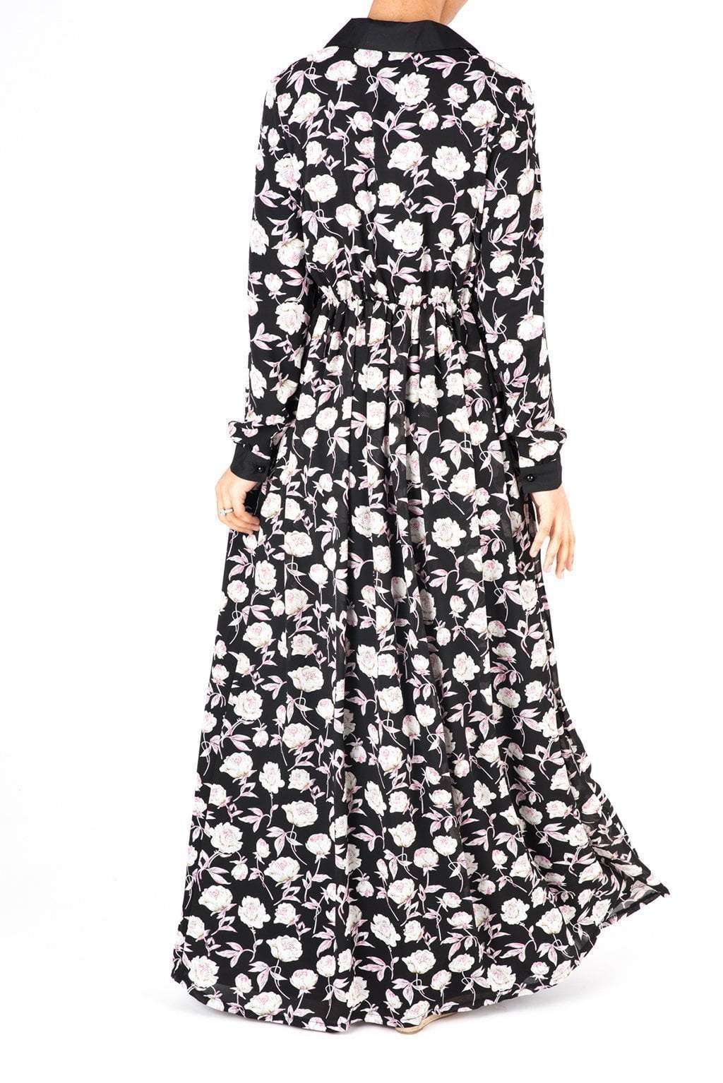 Collar Petal Floral Maxi Dress Kabayare