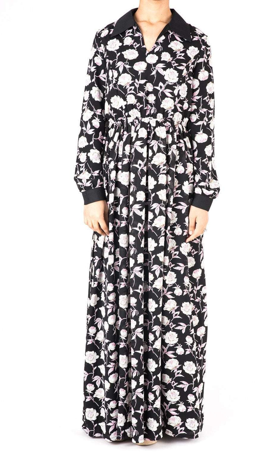 Collar Petal Floral Maxi Dress Kabayare
