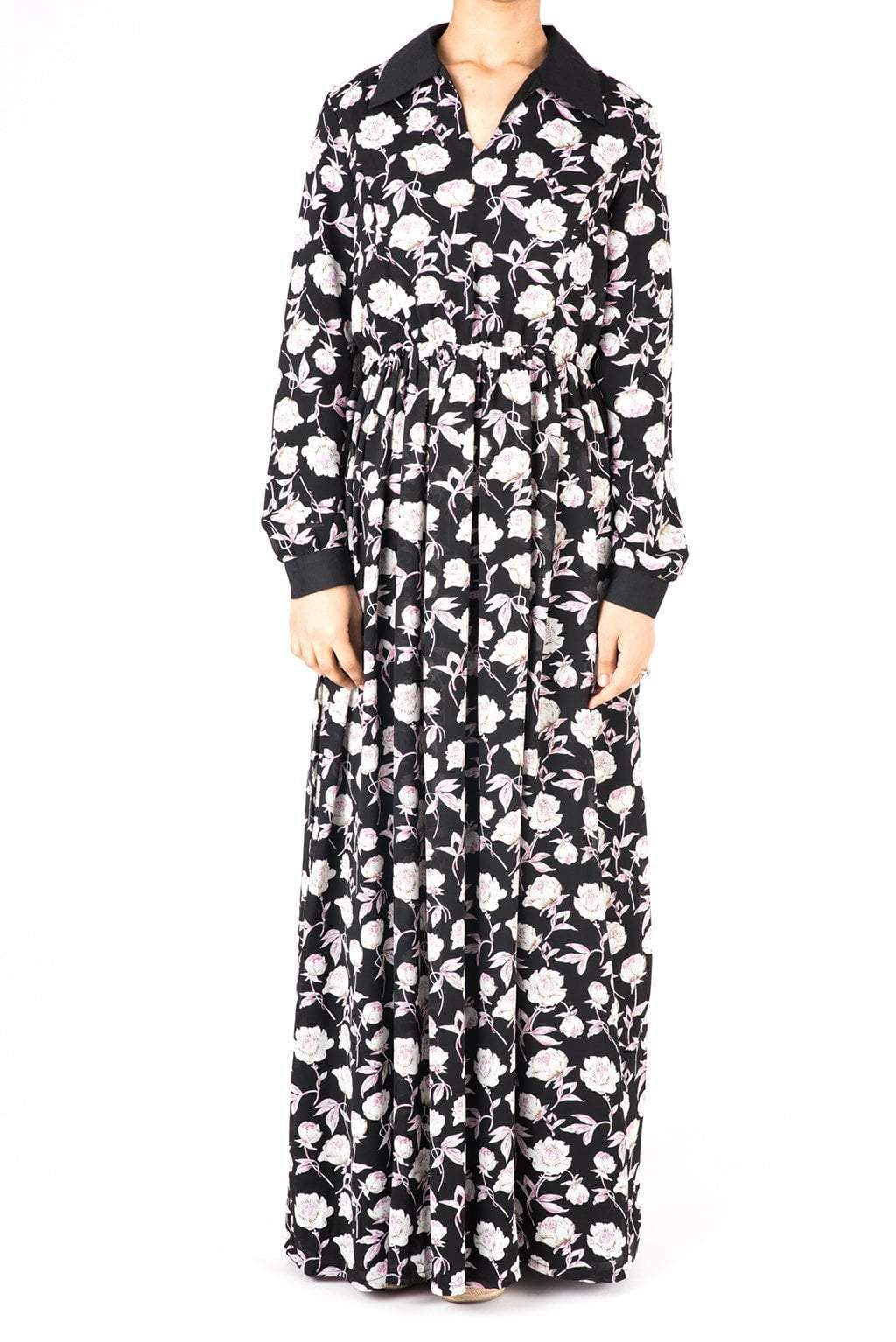 Collar Petal Floral Maxi Dress Kabayare