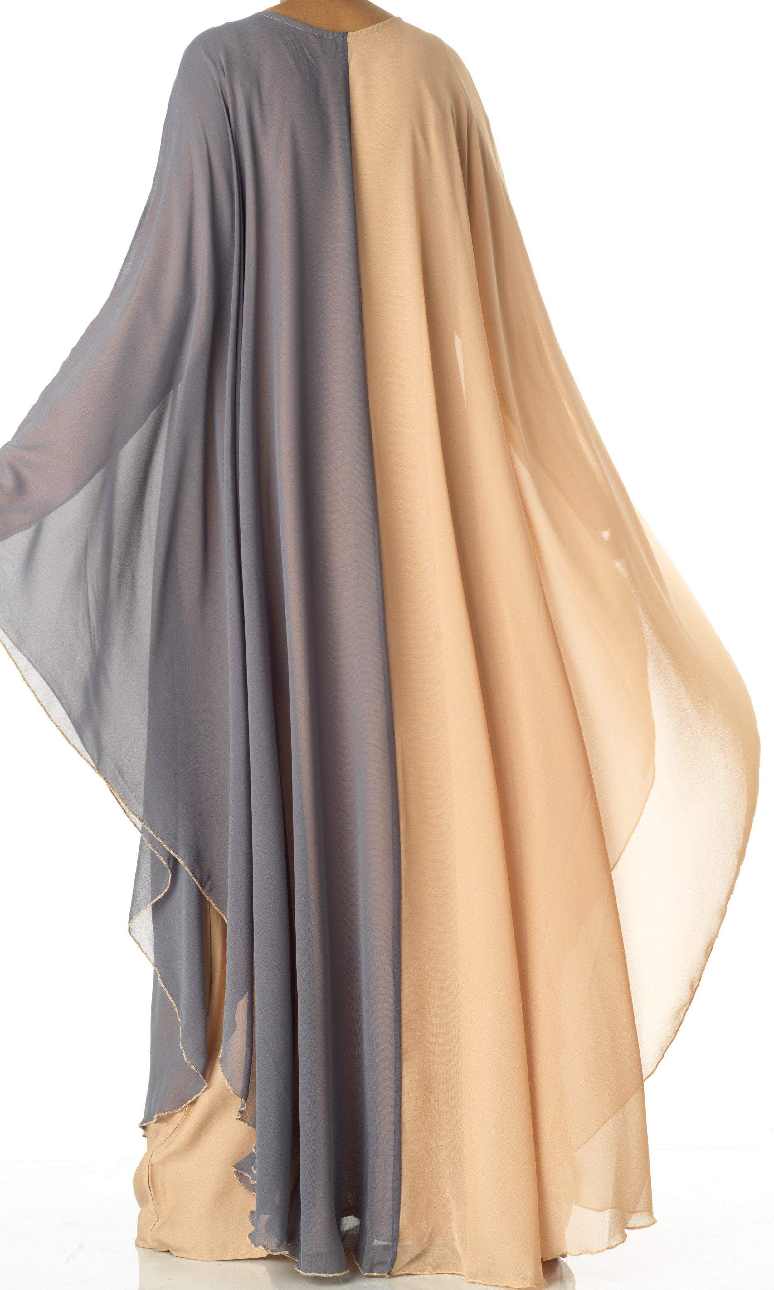 color-Block chiffon butterfly abaya Kabayare