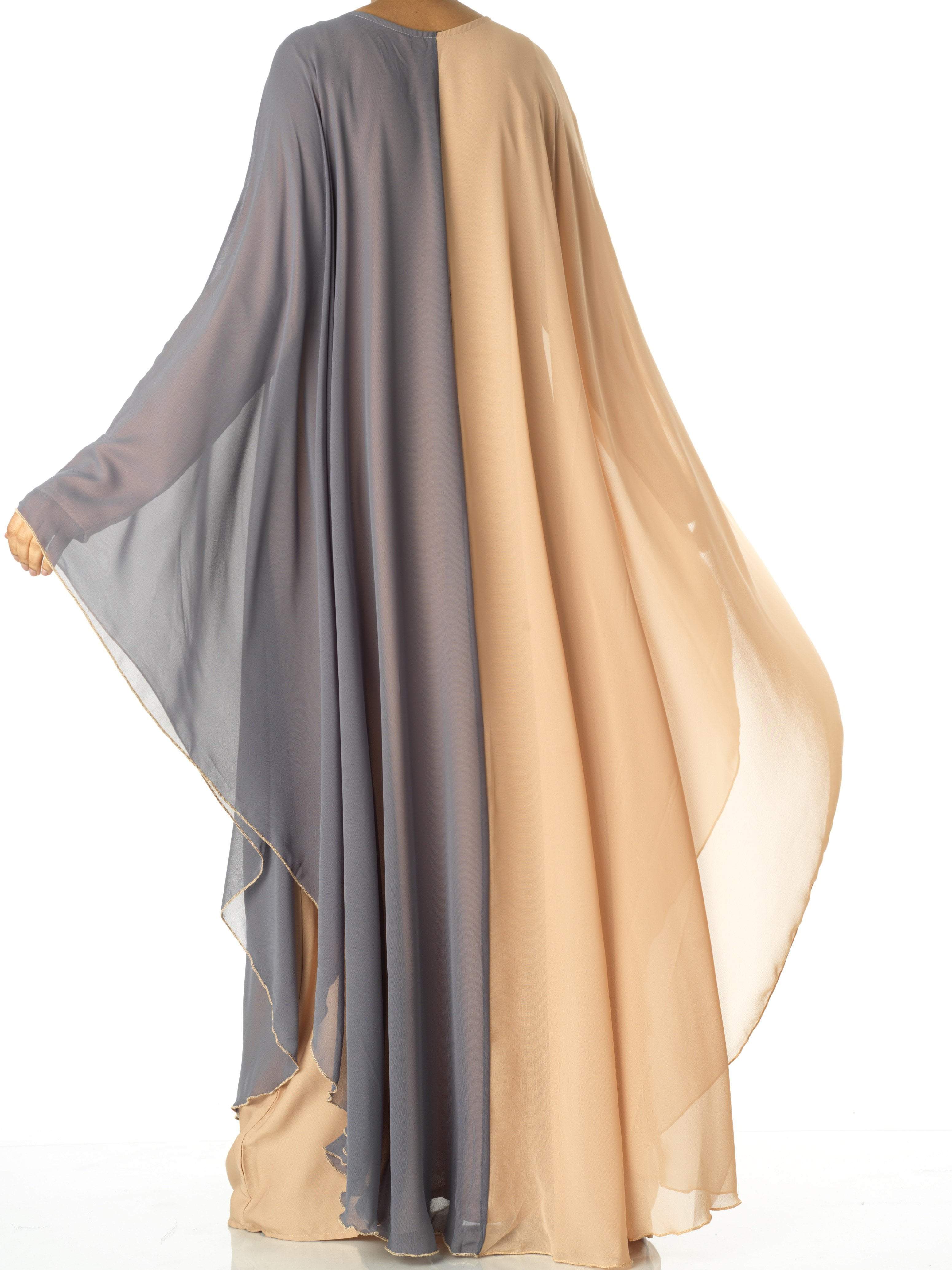 color-Block chiffon butterfly abaya Kabayare