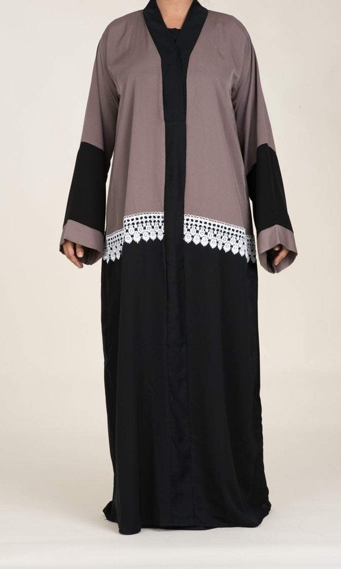 Color-block lace Abaya Kabayare