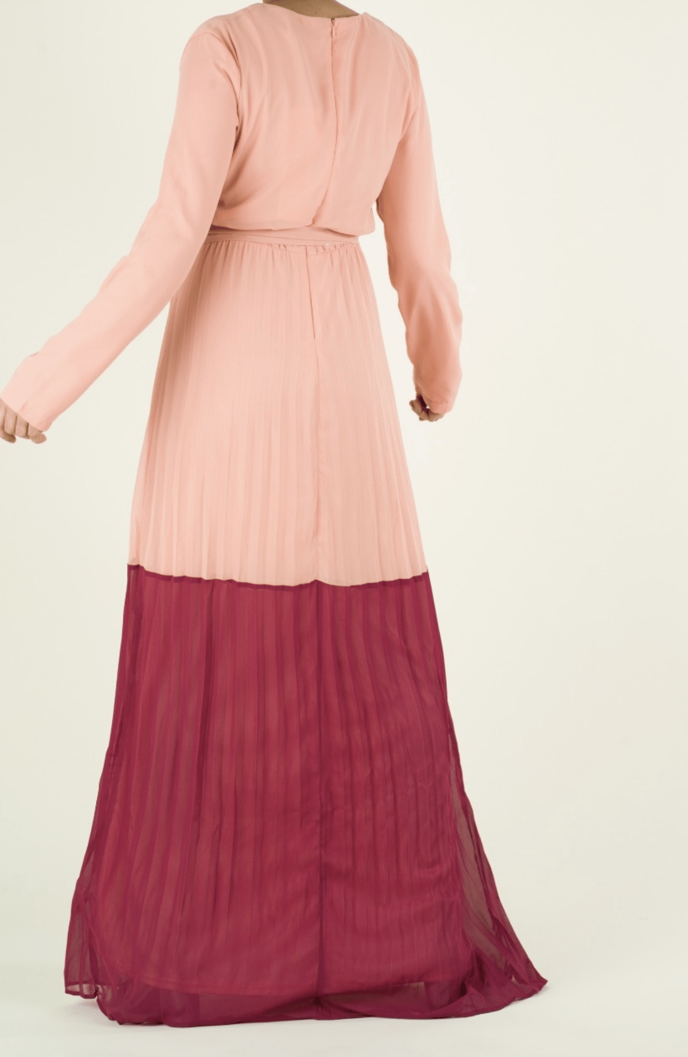 Color-Block Pleated chiffon maxi dress Kabayare