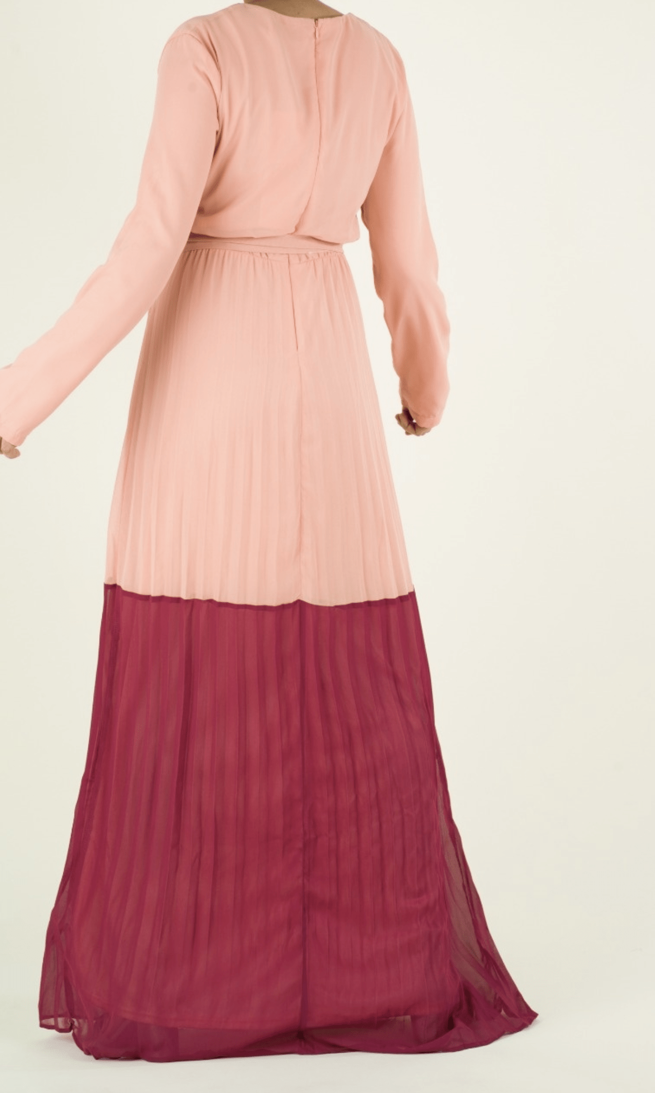 Color-Block Pleated chiffon maxi dress Kabayare