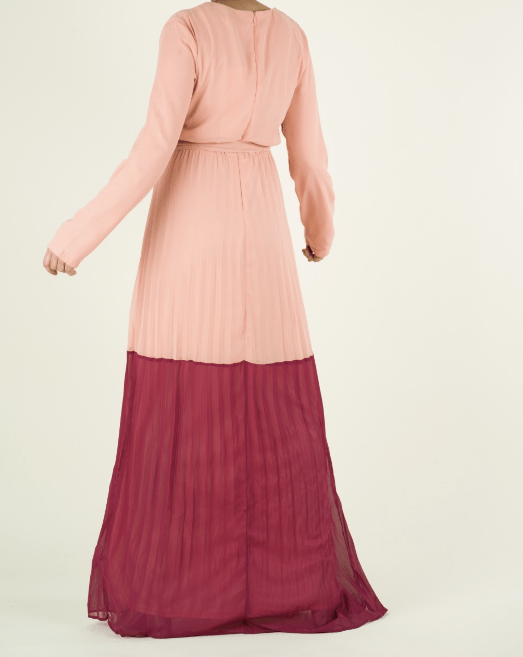 Color-Block Pleated chiffon maxi dress Kabayare