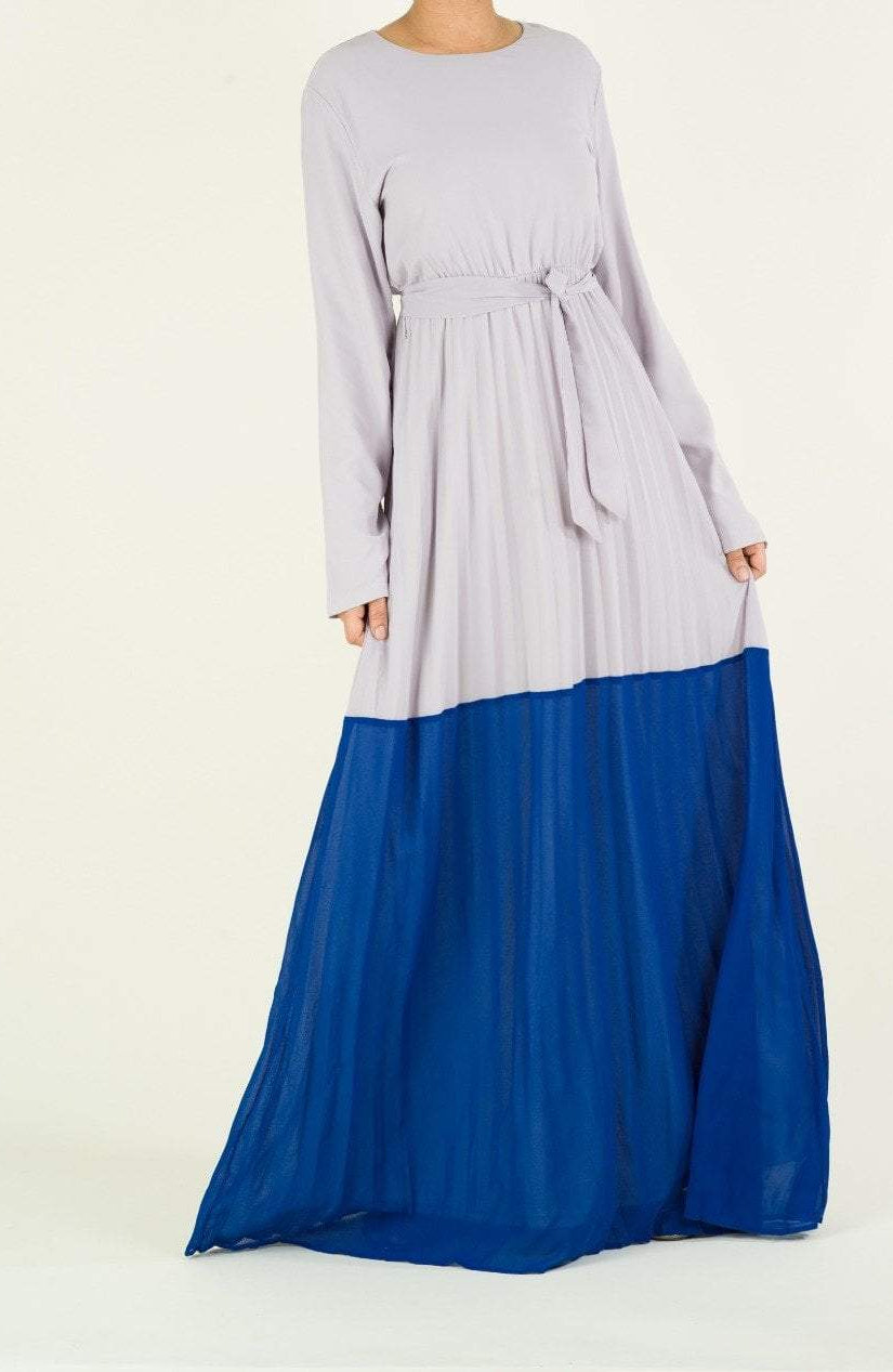 Color-Block Pleated chiffon maxi dress Kabayare