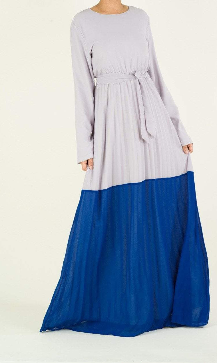 Color-Block Pleated chiffon maxi dress Kabayare
