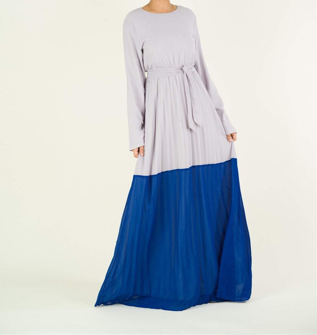 Color-Block Pleated chiffon maxi dress Kabayare