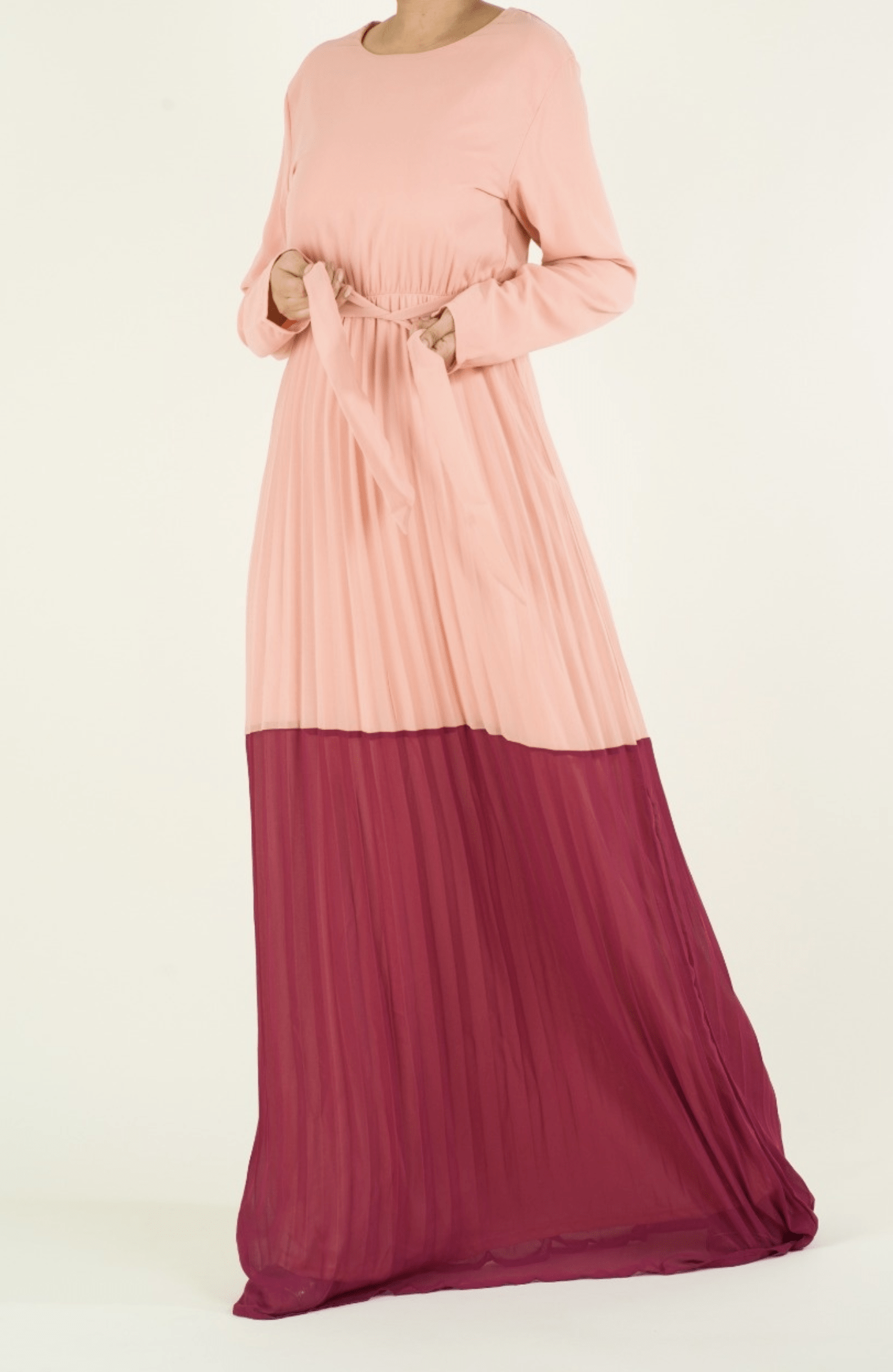Color-Block Pleated chiffon maxi dress Kabayare