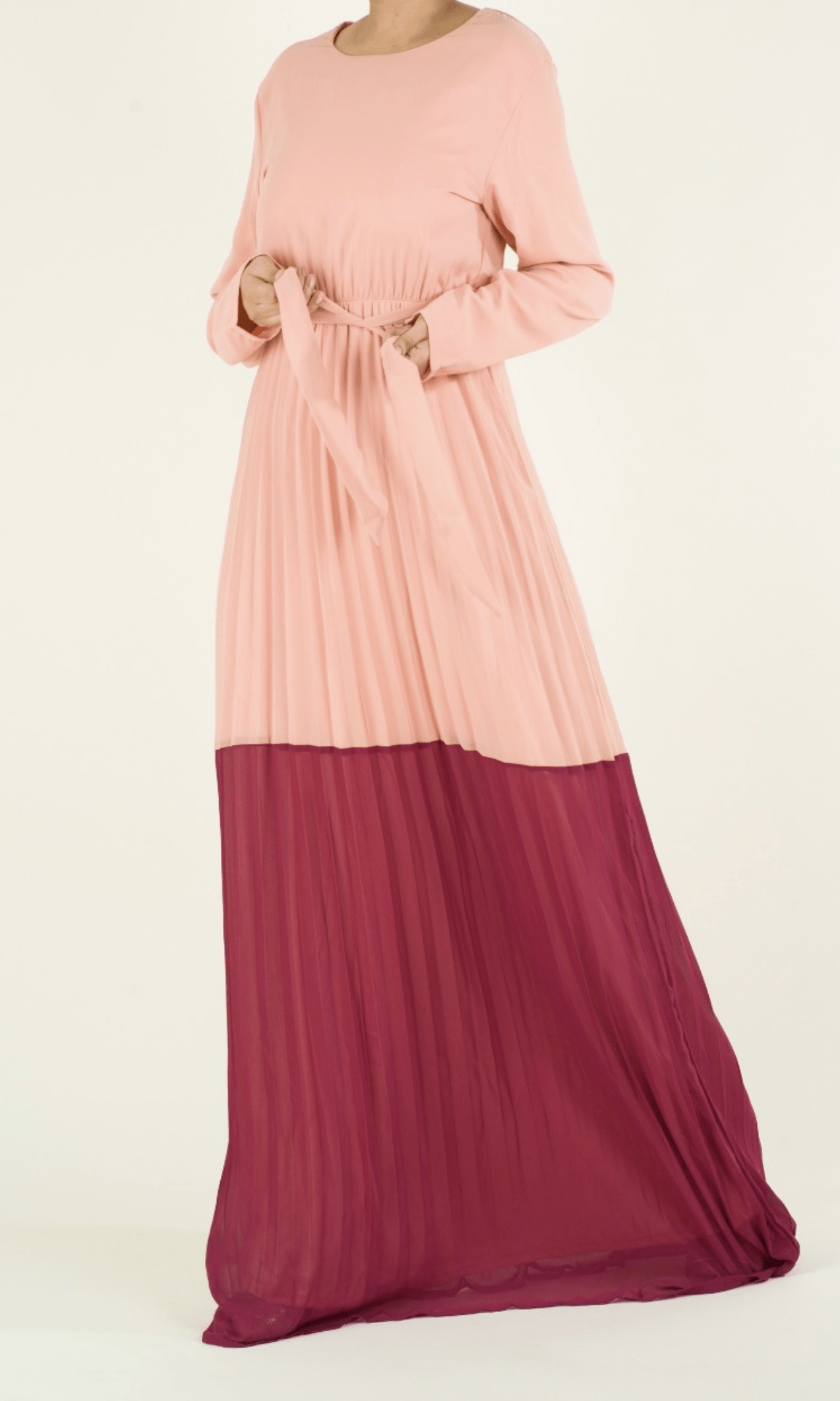 Color-Block Pleated chiffon maxi dress Kabayare