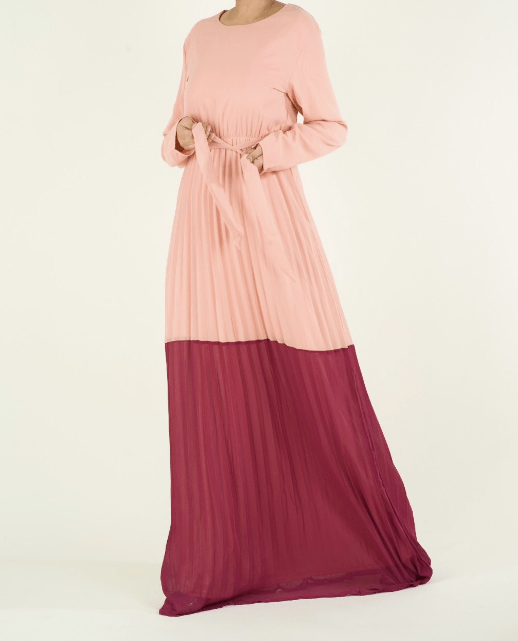 Color-Block Pleated chiffon maxi dress Kabayare