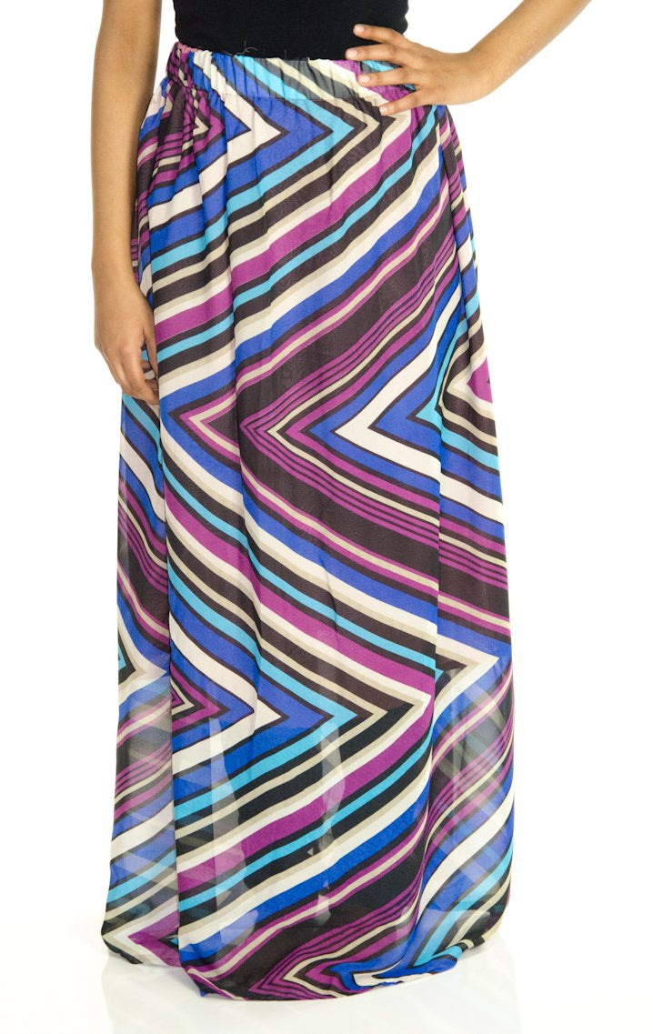 Colorful Waves Maxi Skirt Kabayare