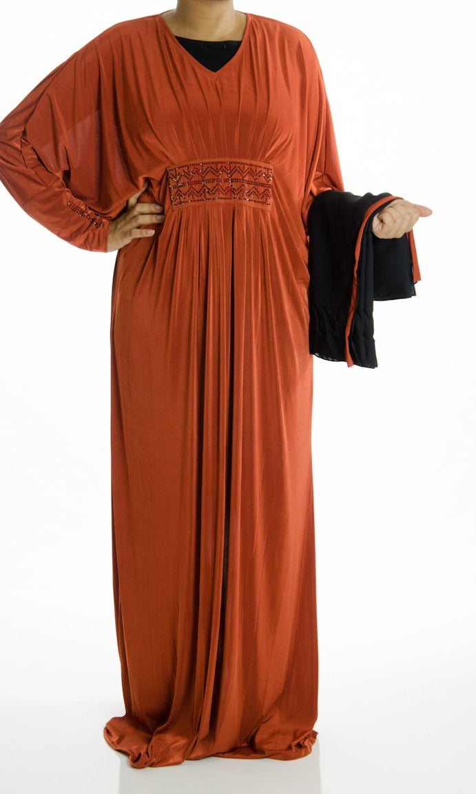 Copper Butterfly Jersey Abaya Kabayare