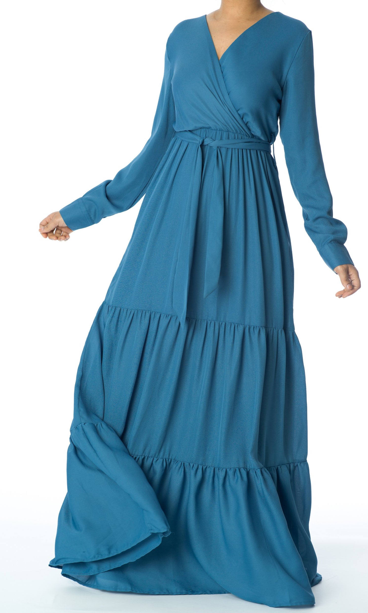 Copy of Dusty Blue Sweet-Heart tiered dress Kabayare