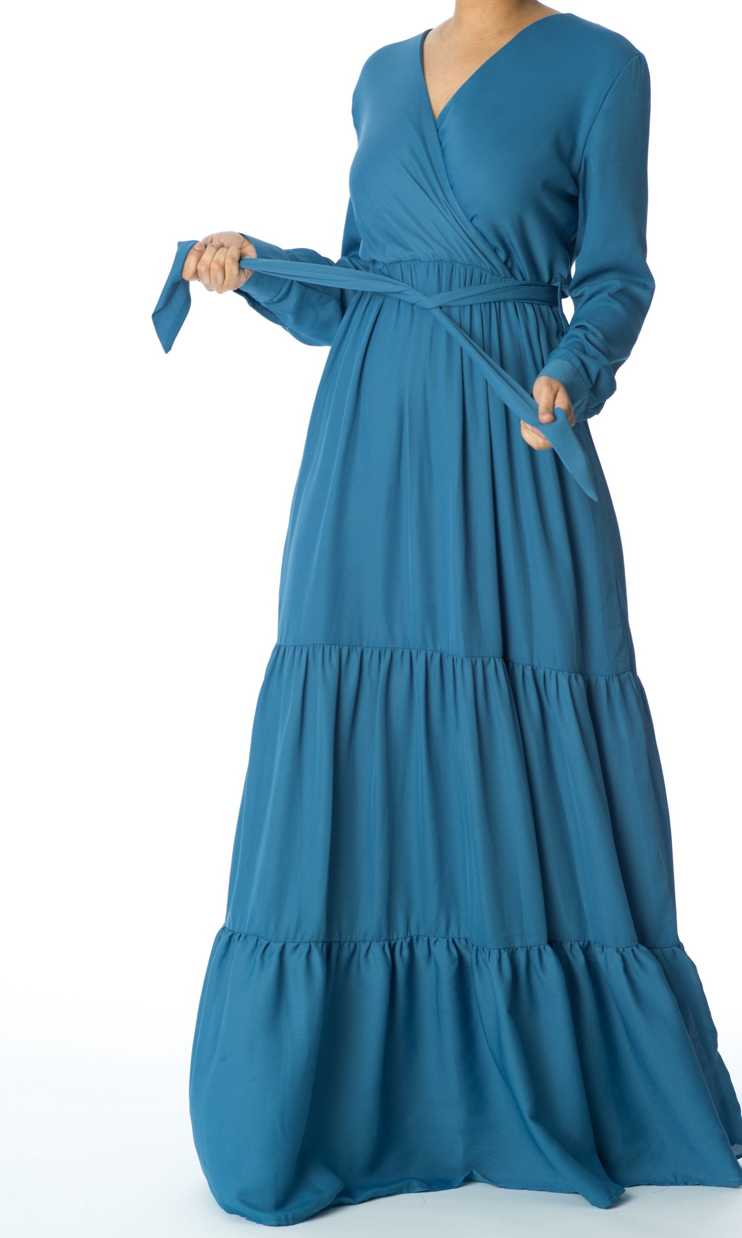 Copy of Dusty Blue Sweet-Heart tiered dress Kabayare