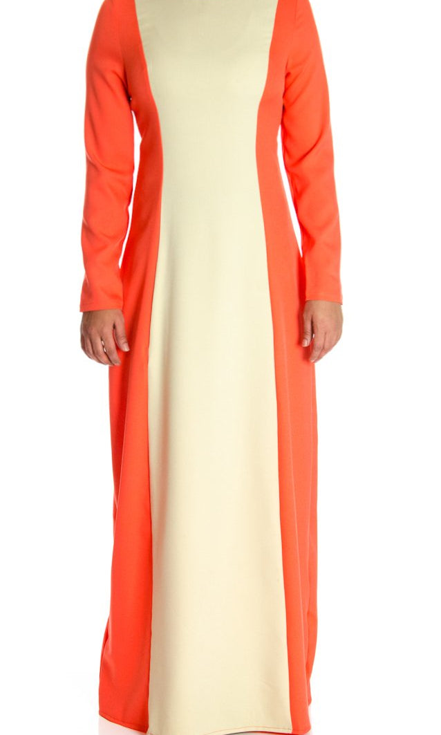 Coral Color-Block Maxi dress Kabayare