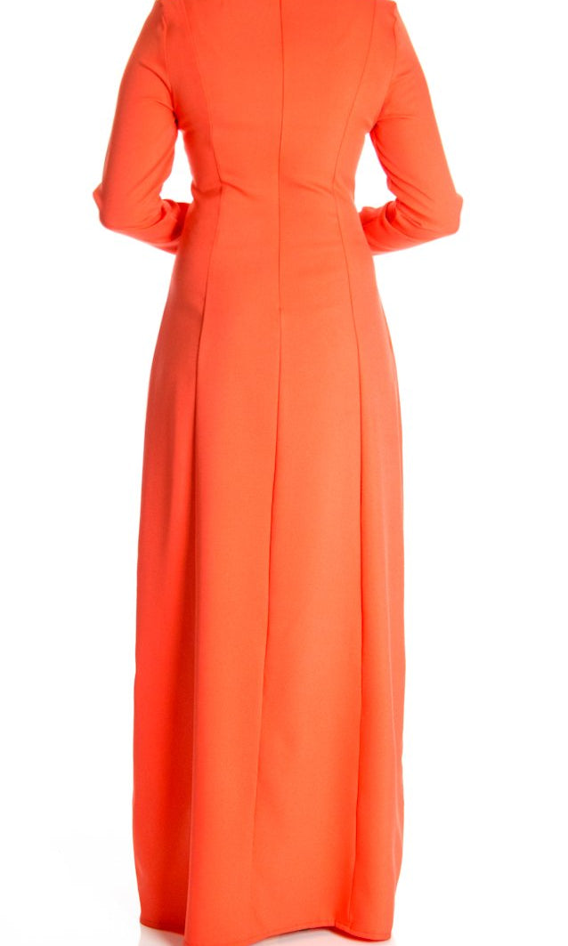 Coral Color-Block Maxi dress Kabayare