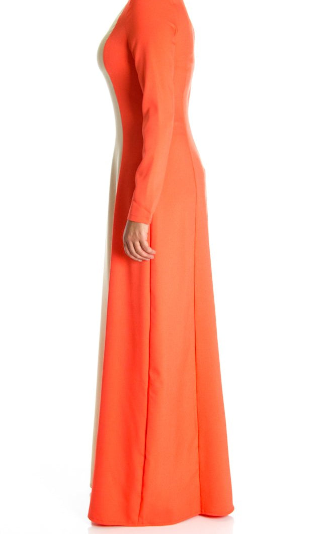 Coral Color-Block Maxi dress Kabayare