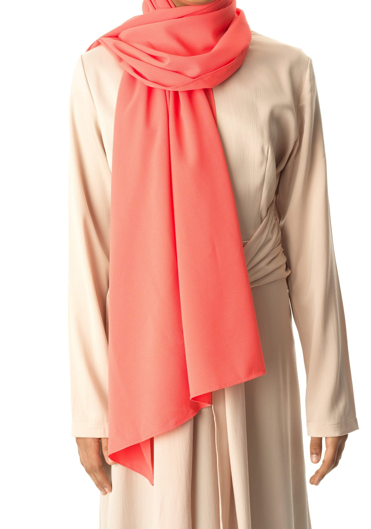 Coral fabulous crepe Hijab Kabayare