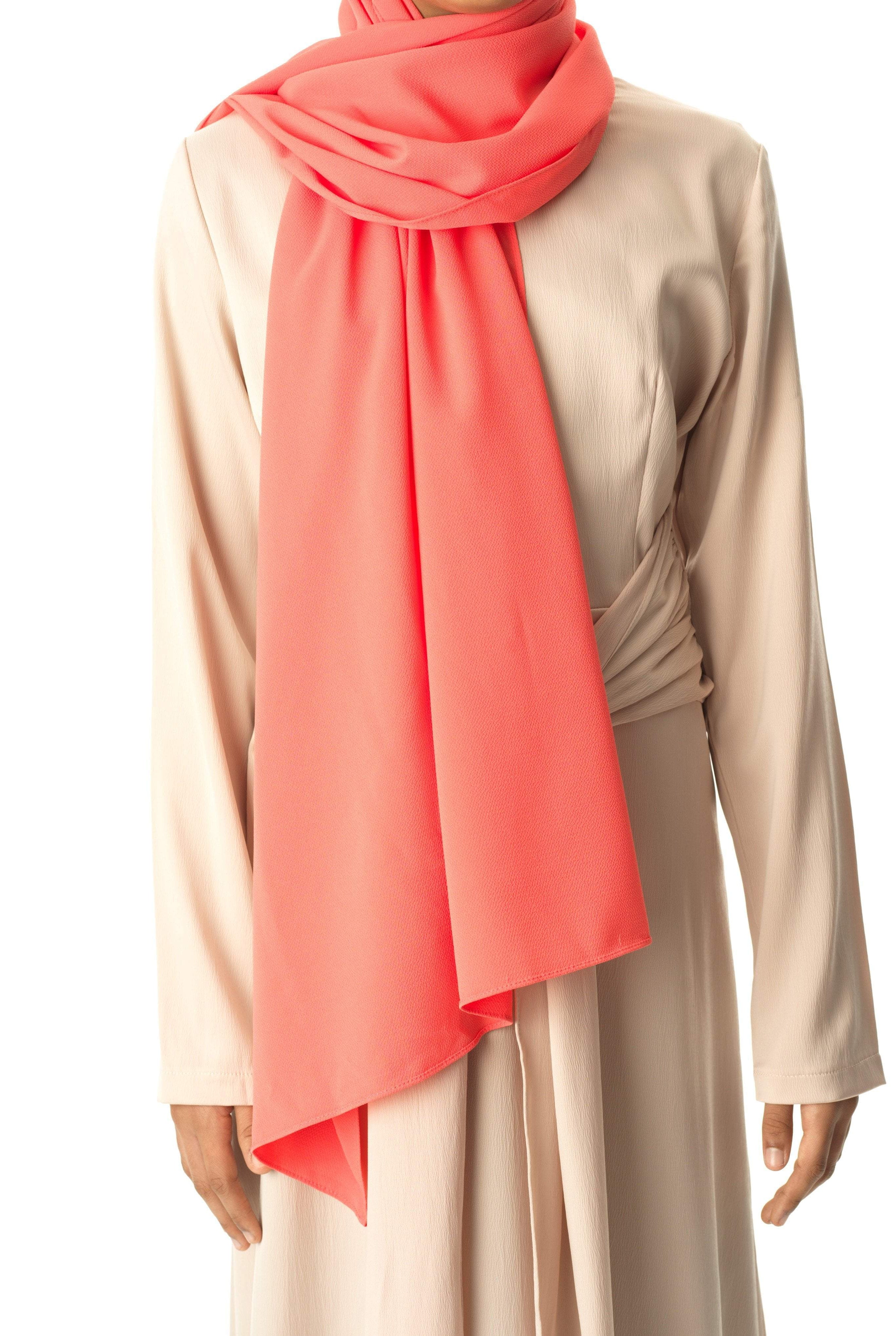 Coral fabulous crepe Hijab Kabayare