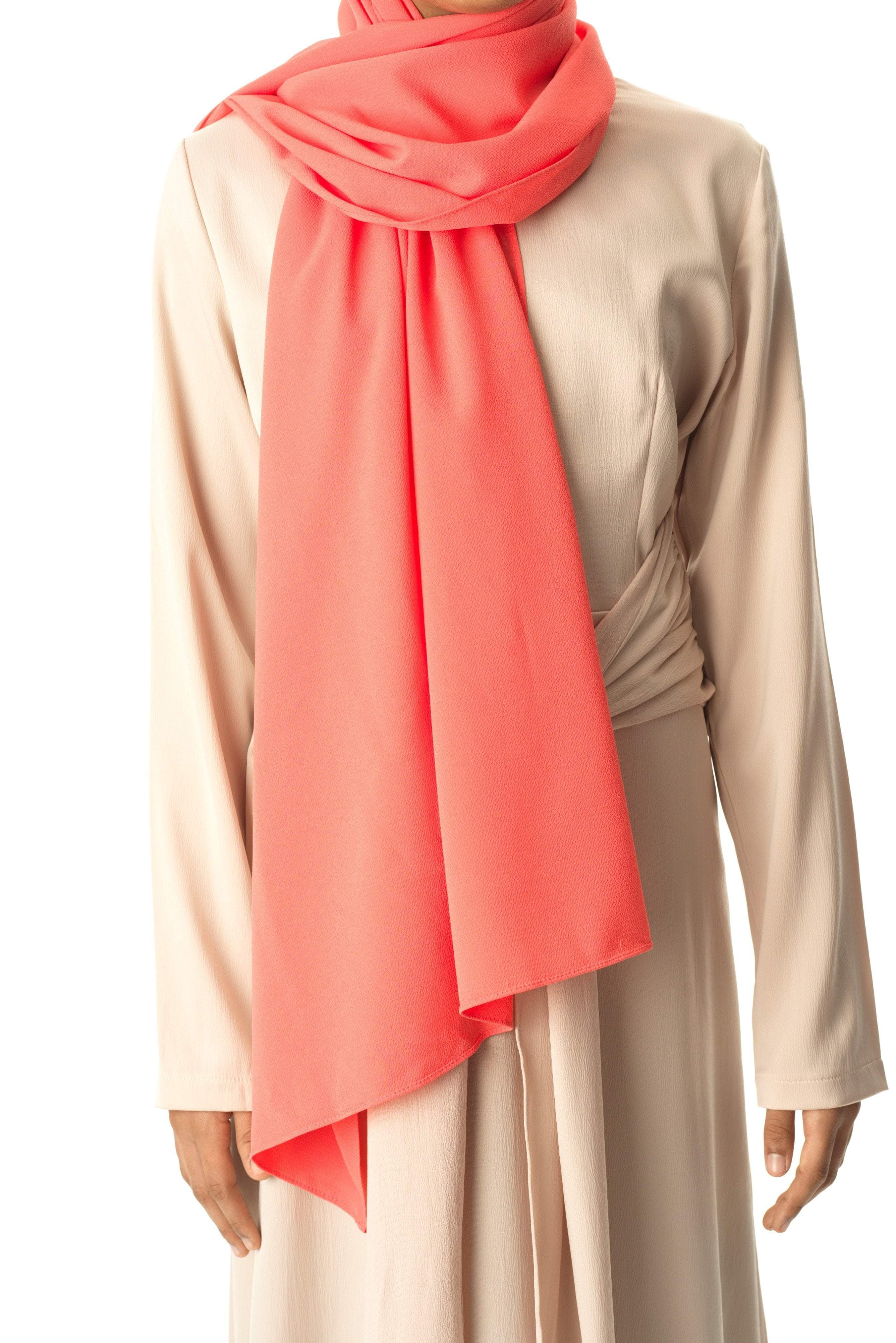 Coral fabulous crepe Hijab Kabayare