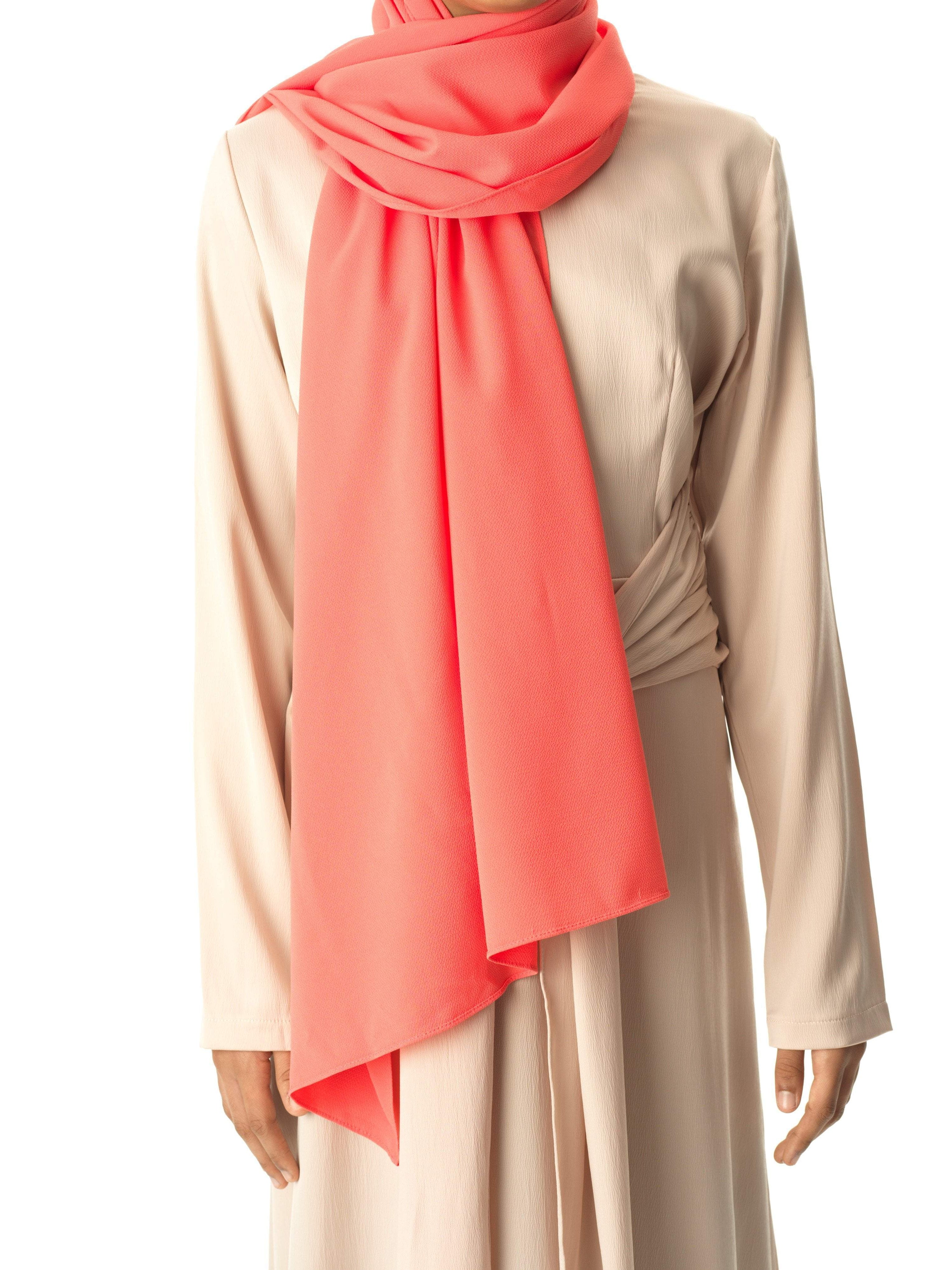 Coral fabulous crepe Hijab Kabayare