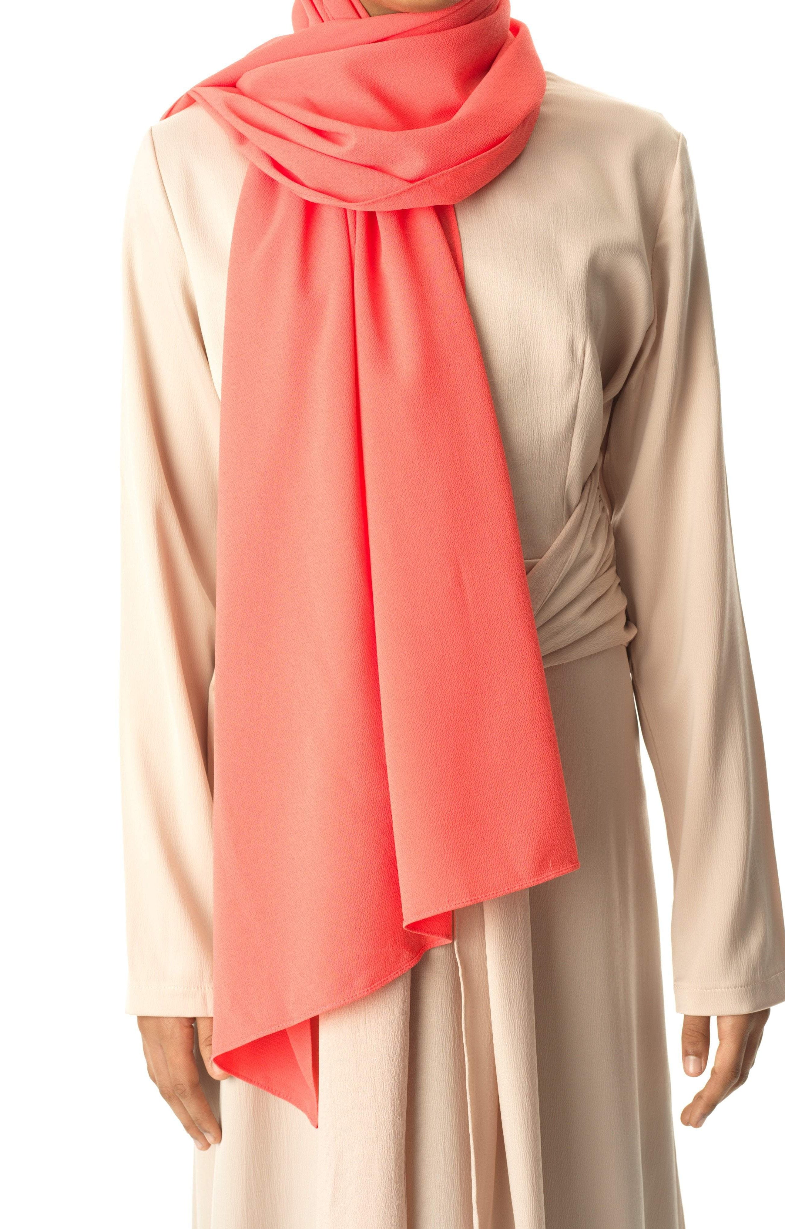 Coral fabulous crepe Hijab Kabayare