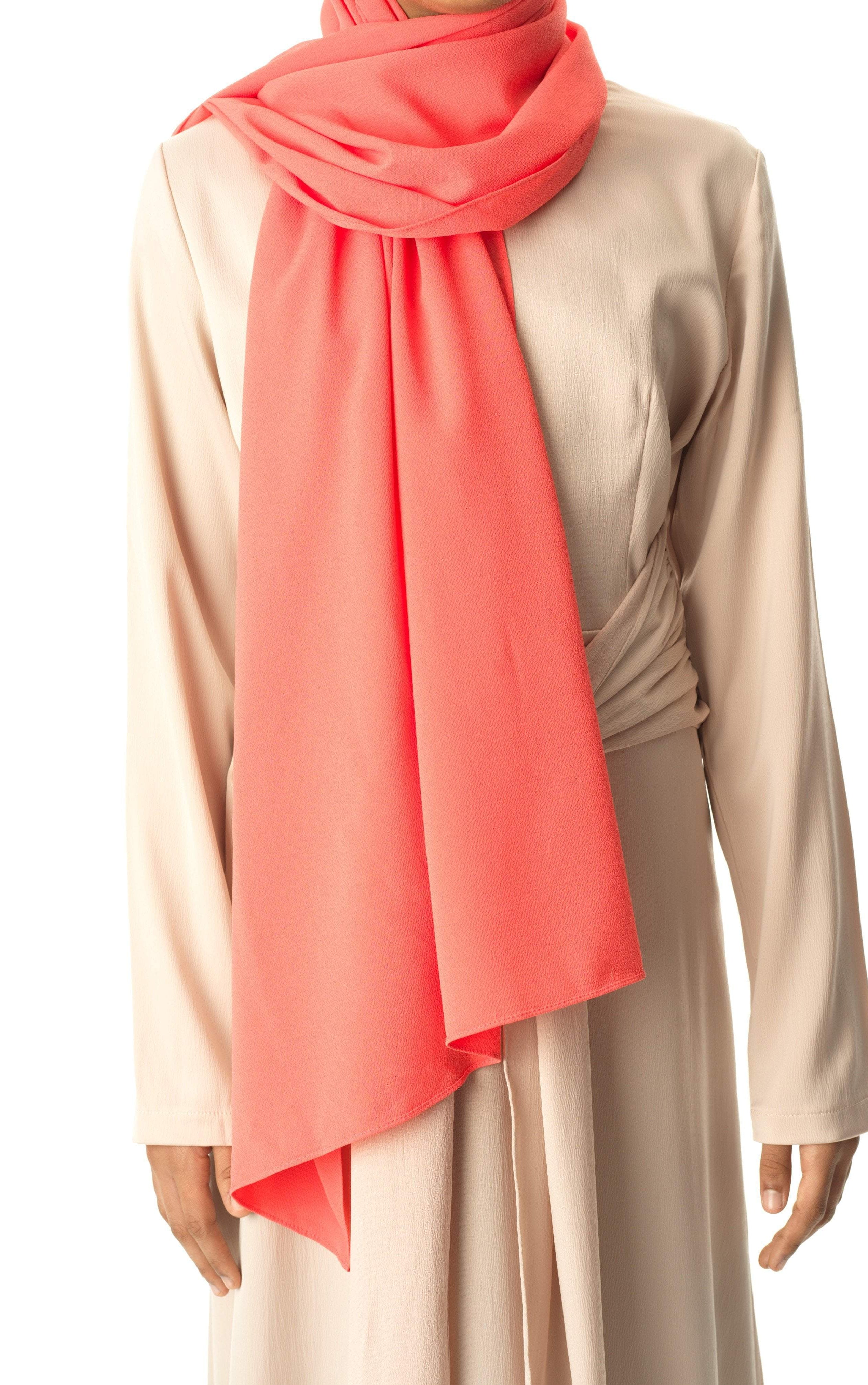 Coral fabulous crepe Hijab Kabayare