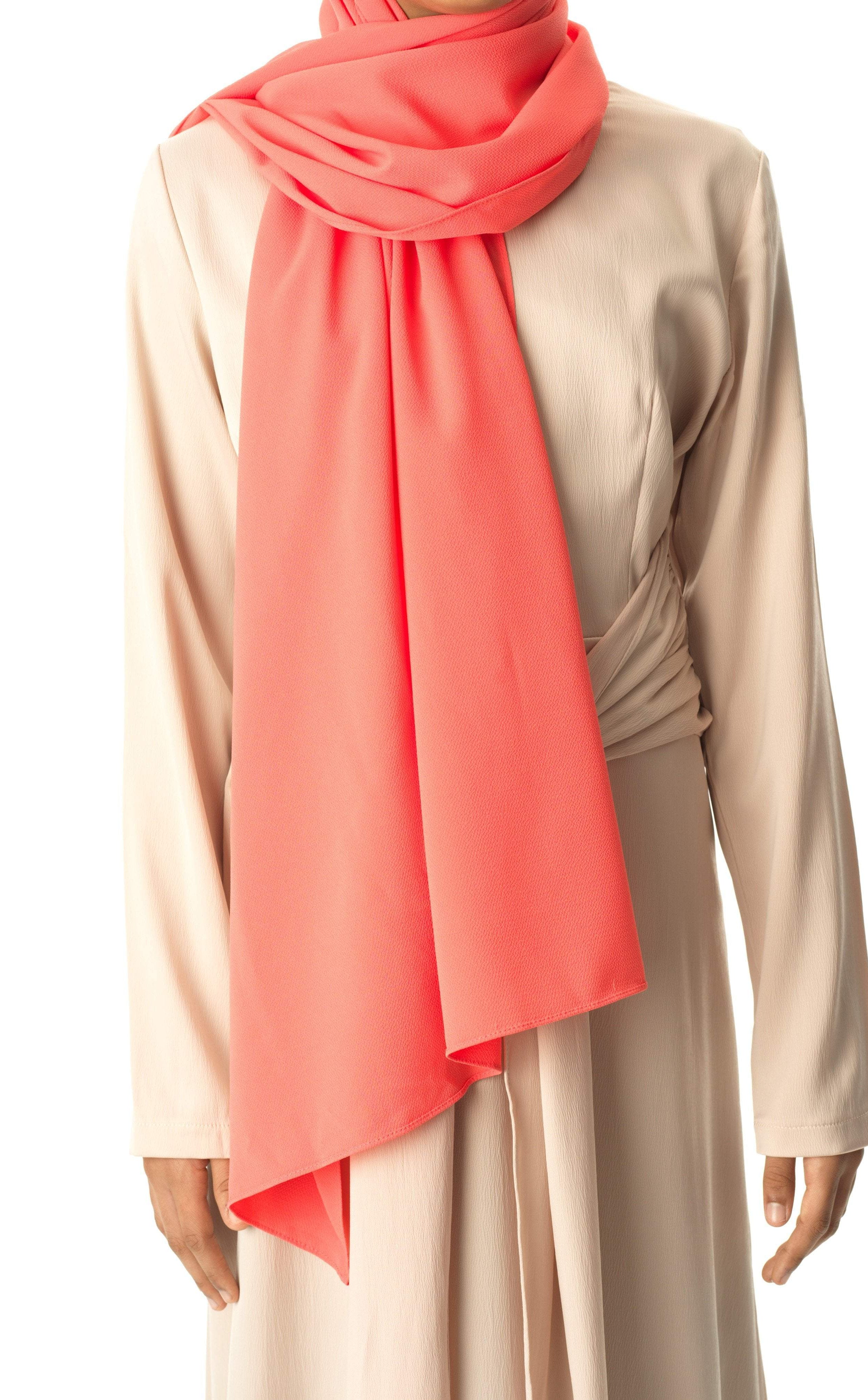 Coral fabulous crepe Hijab Kabayare