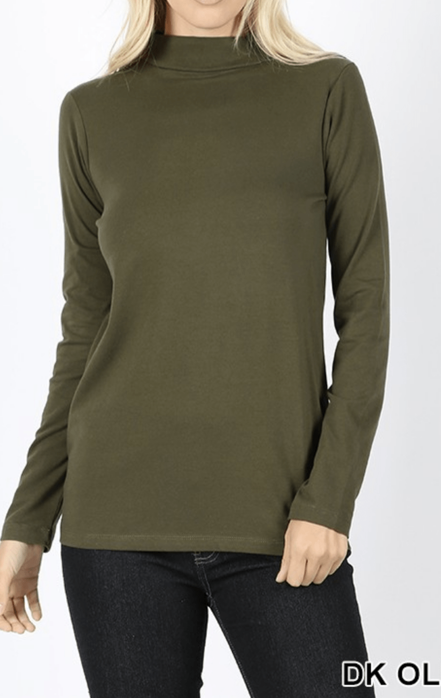 COTTON LONG SLEEVE MOCK NECK TOP Kabayare