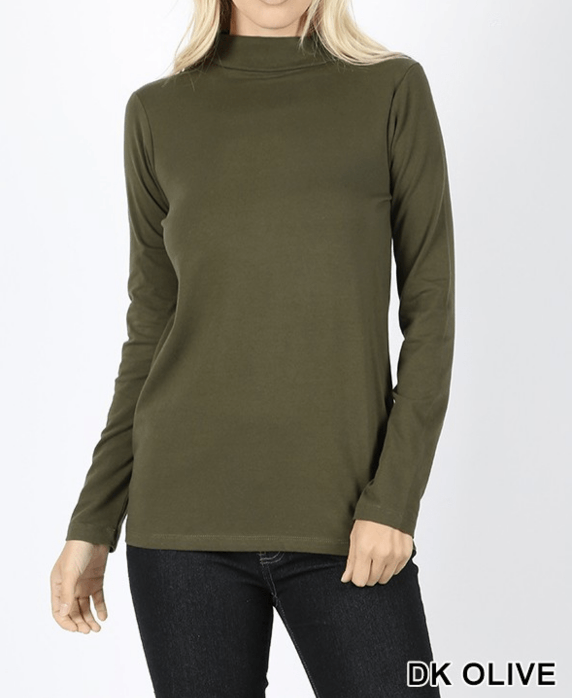 COTTON LONG SLEEVE MOCK NECK TOP Kabayare