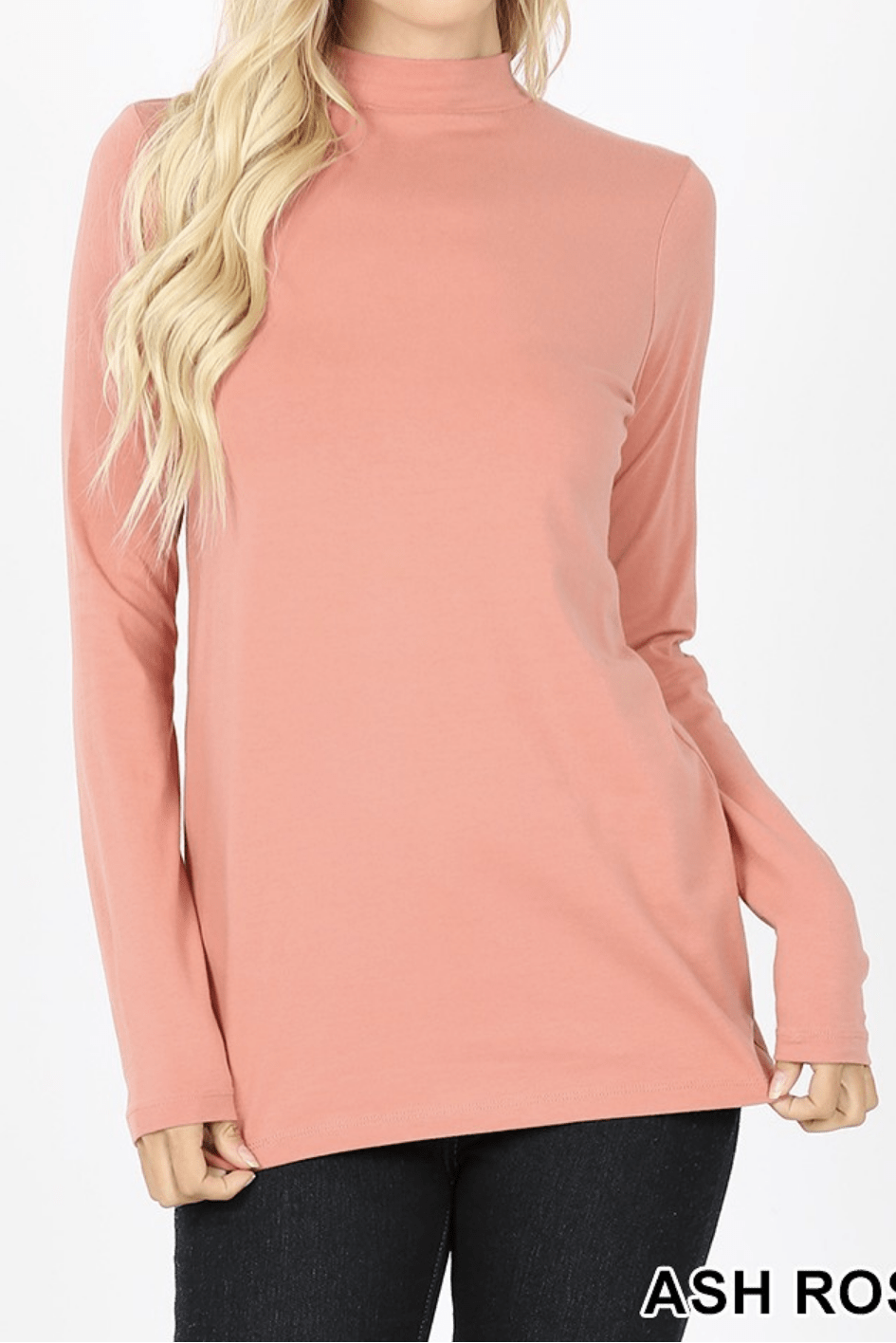 COTTON LONG SLEEVE MOCK NECK TOP Kabayare