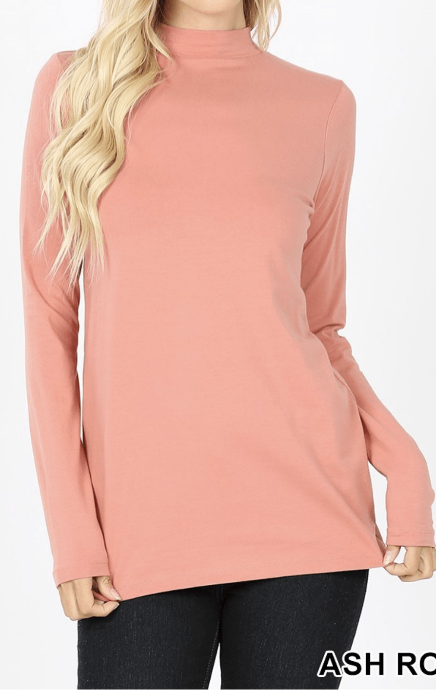 COTTON LONG SLEEVE MOCK NECK TOP Kabayare