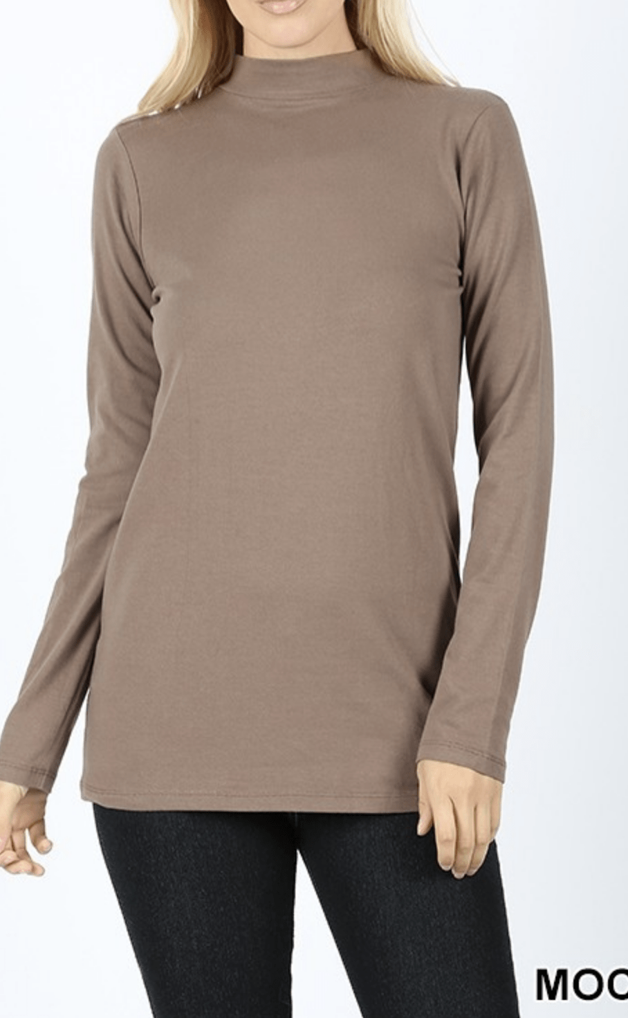 COTTON LONG SLEEVE MOCK NECK TOP Kabayare