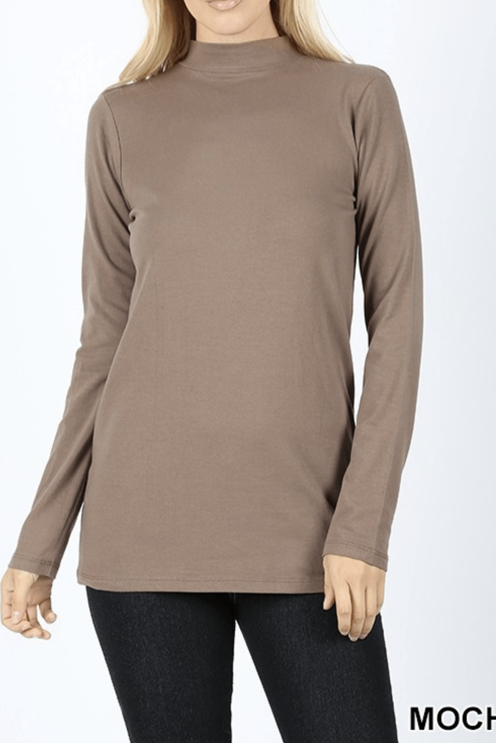 COTTON LONG SLEEVE MOCK NECK TOP Kabayare