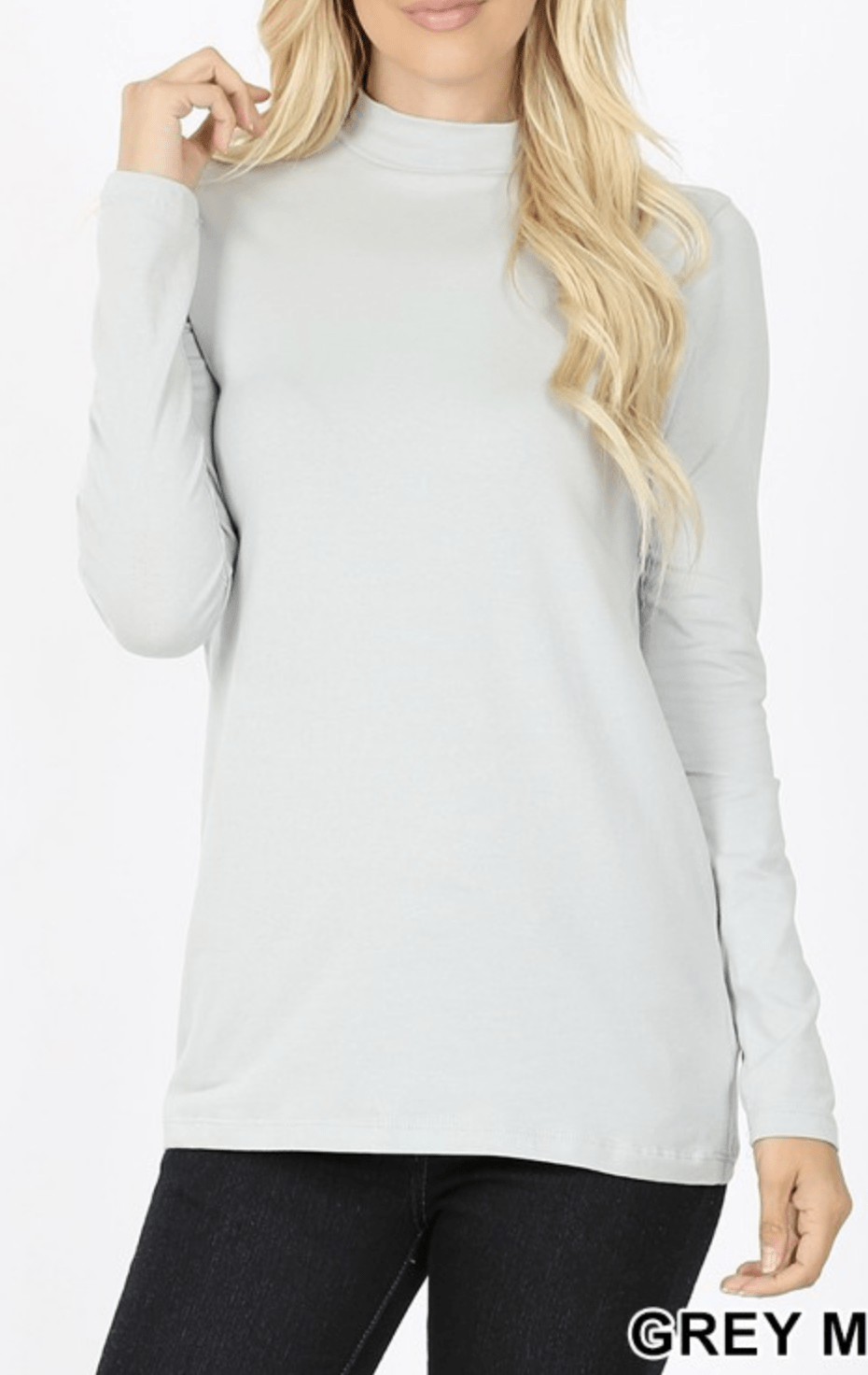 COTTON LONG SLEEVE MOCK NECK TOP Kabayare
