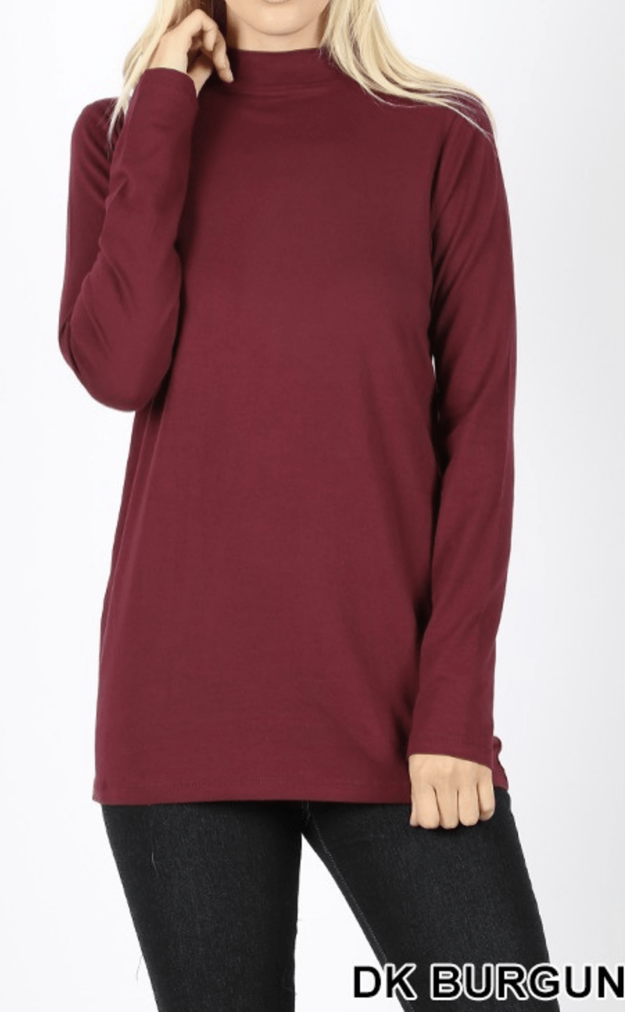 COTTON LONG SLEEVE MOCK NECK TOP Kabayare